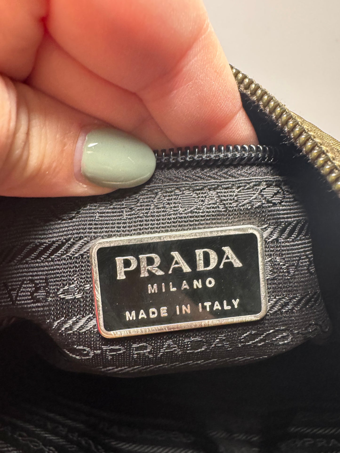 Prada Olive Green Nylon Shoulder Bag