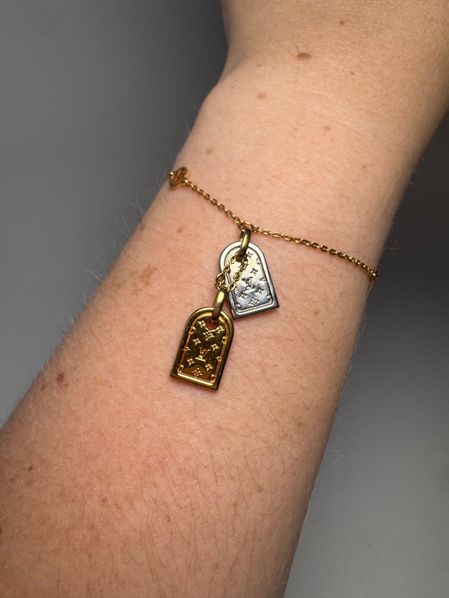 Louis Vuitton Nanogram Bracelet Gold & Silver Tags