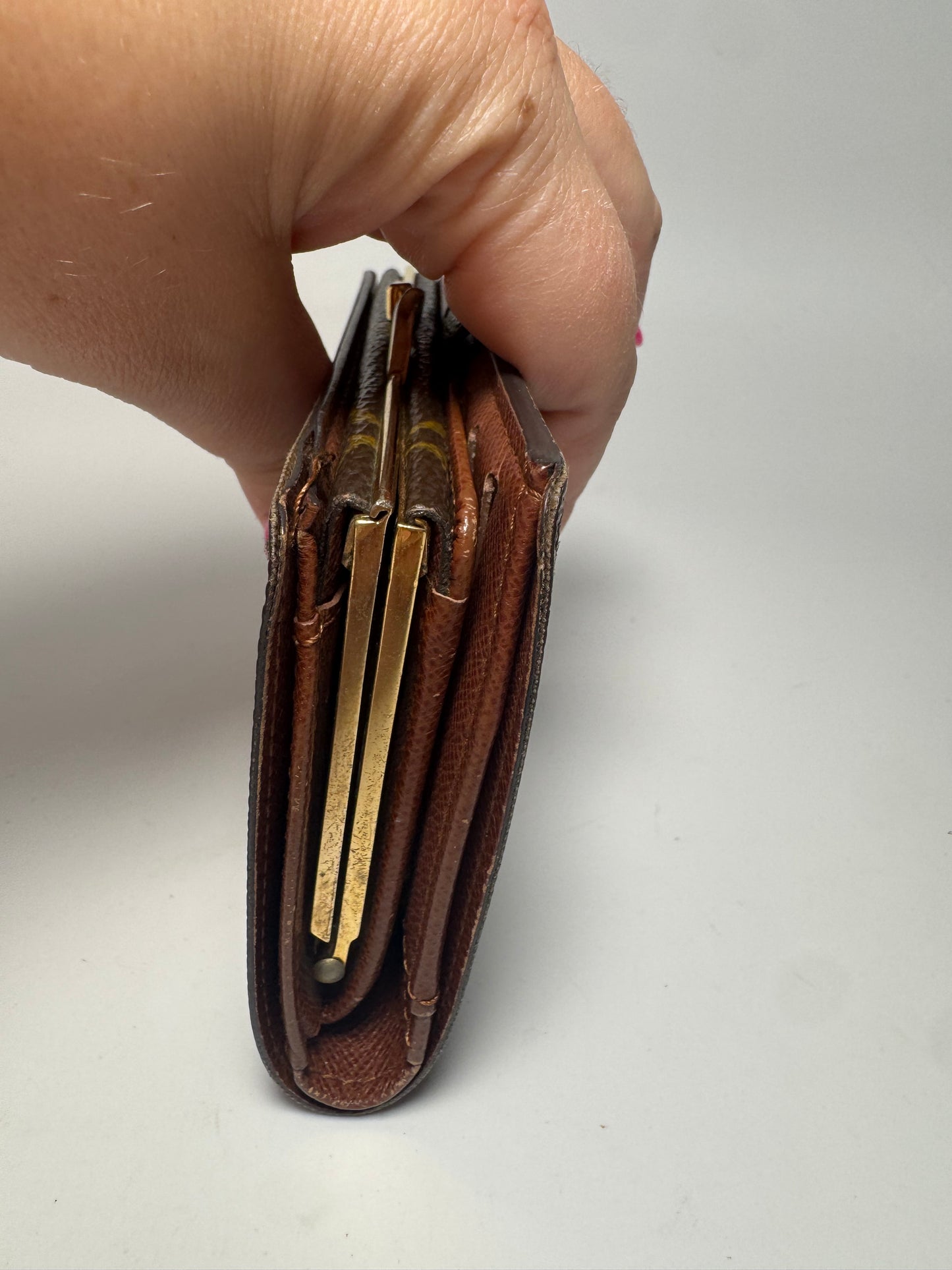 Louis Vuitton French Purse Kiss Lock Monogram Wallet-Fair Condition