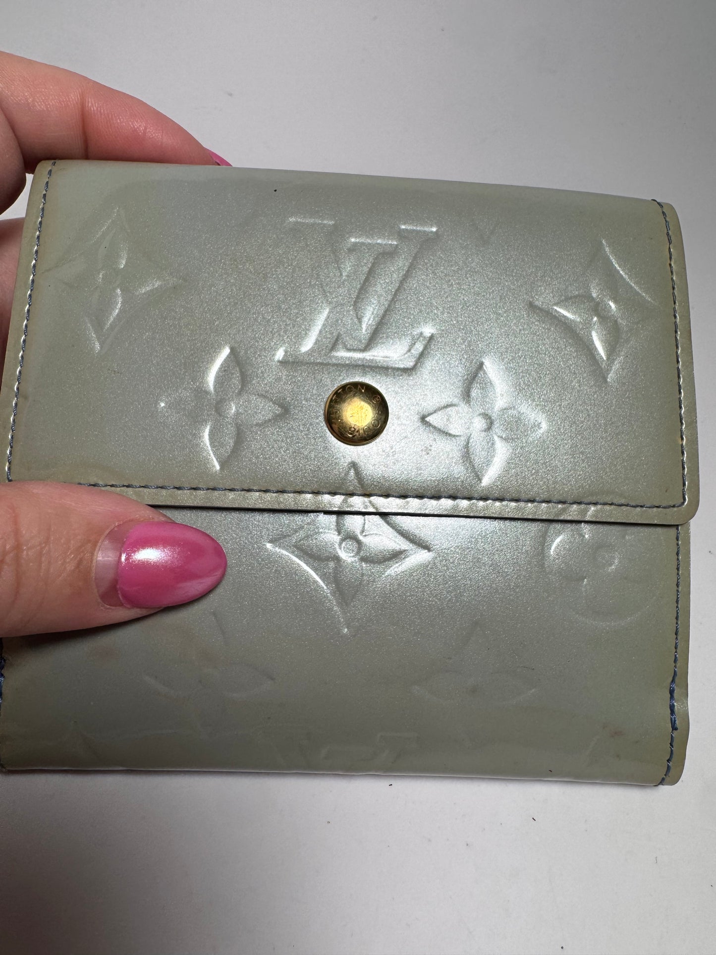 Louis Vuitton Porte Monnaie Billets Pistachio Green Vernis Compact/small wallet