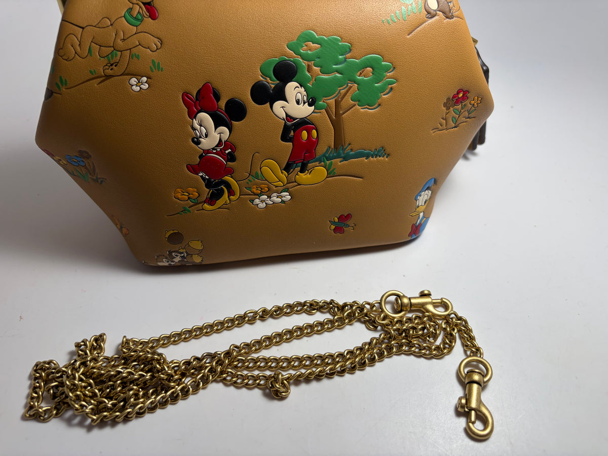 Coach x Disney Mickey & Friends Honey Brown Kiss Lock Crossbody NWT