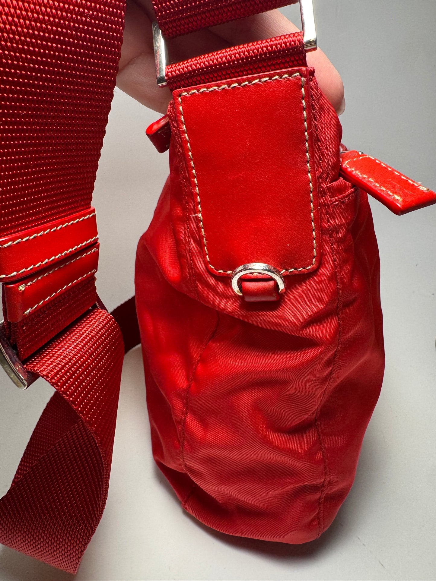 Prada Red Nylon Shoulder Bag/Crossbody