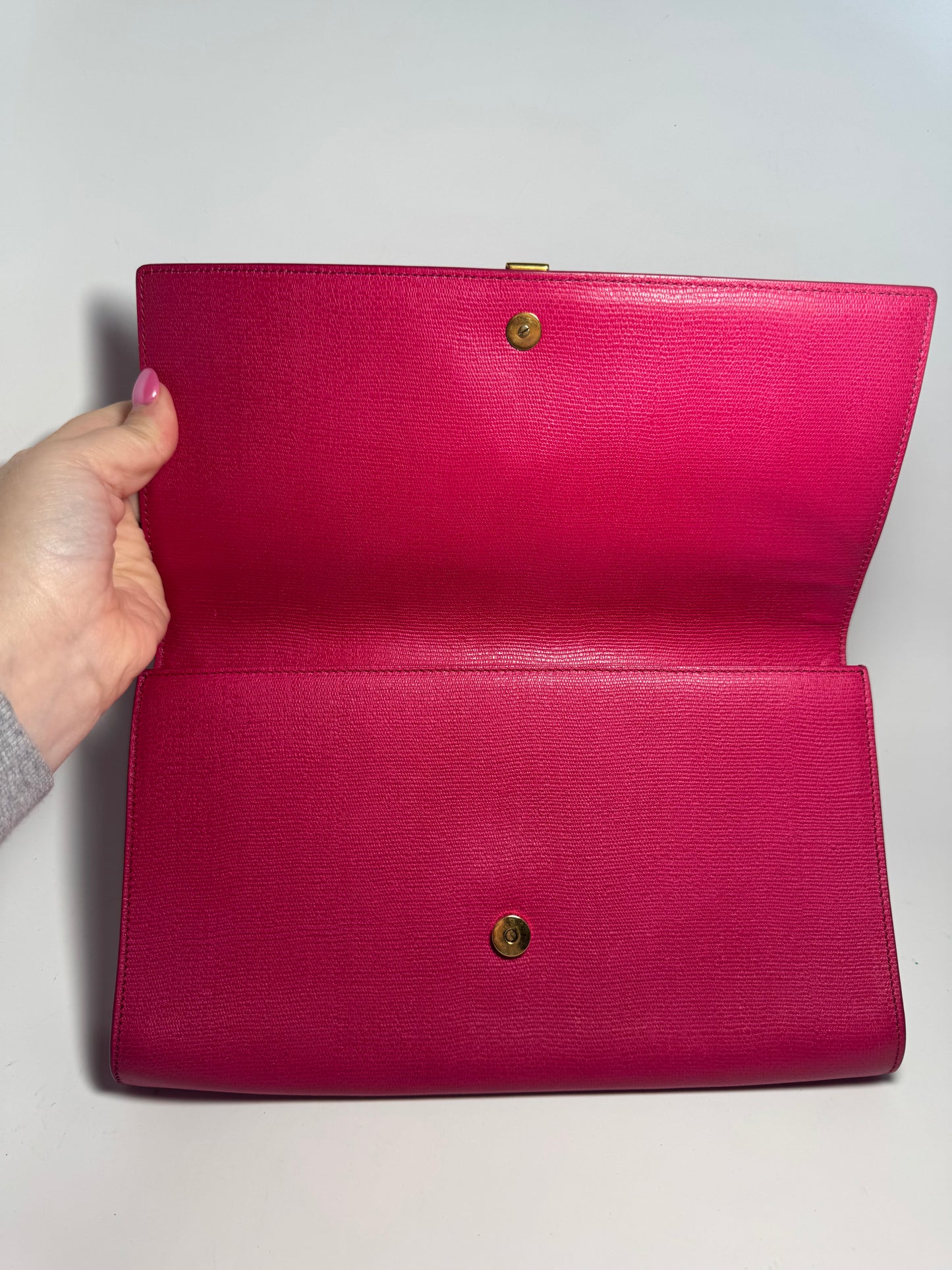 Yves Saint Laurent Hot Pink Leather Clutch