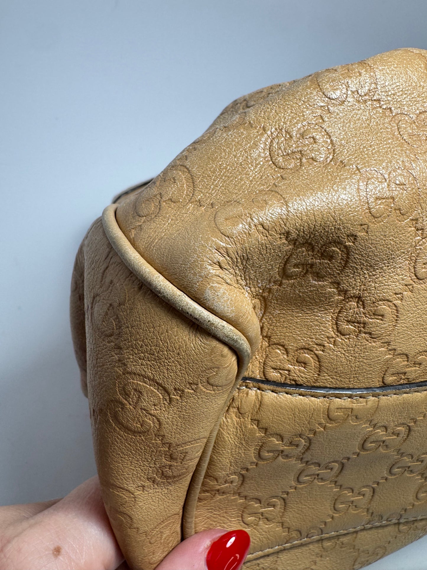 Gucci Sukey Tote Guccissima Leather Hand Bag Beige/Tan