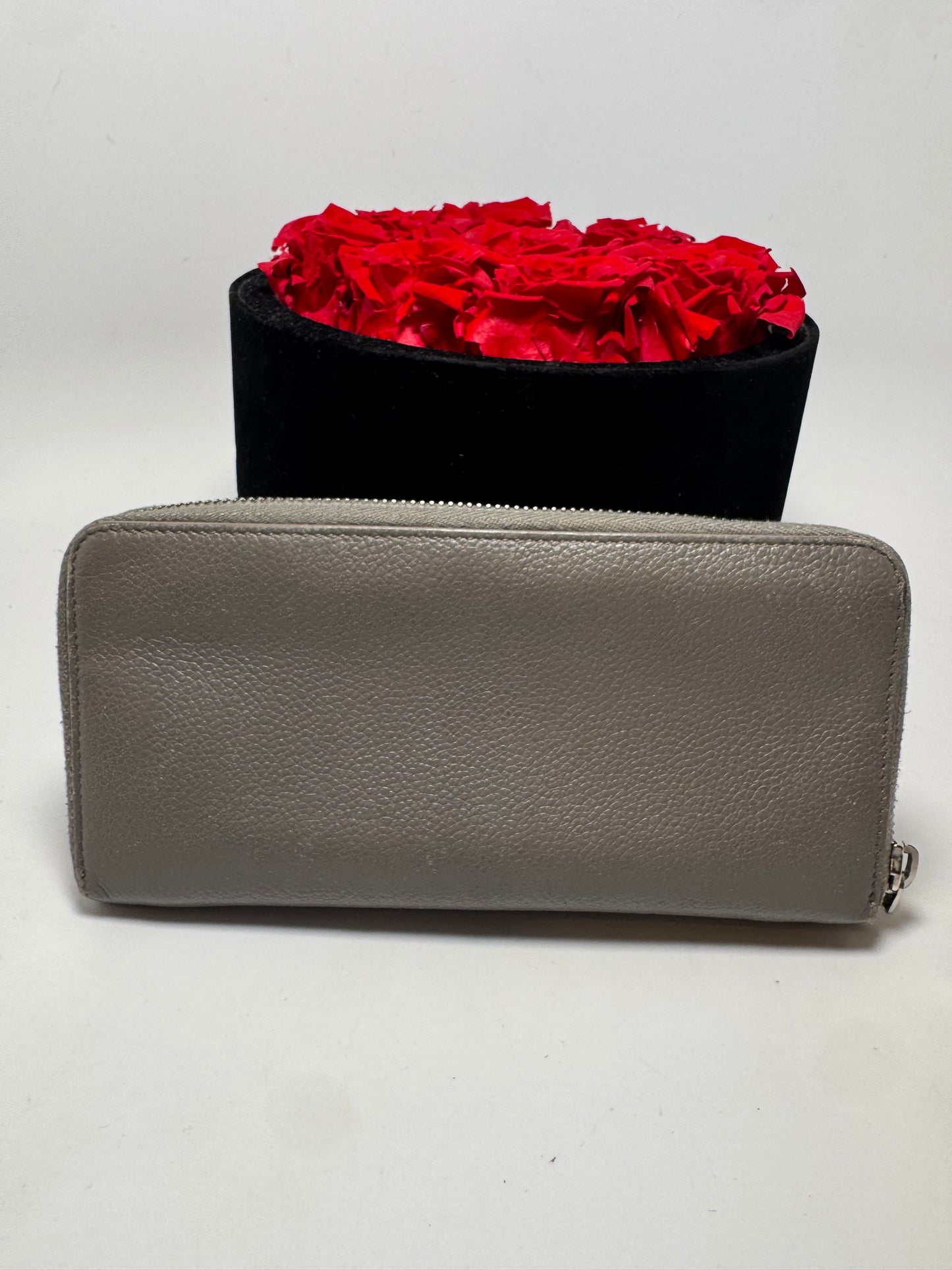 Saint Laurent Grained Calf Skin Rive Gauche Zip Around Wallet