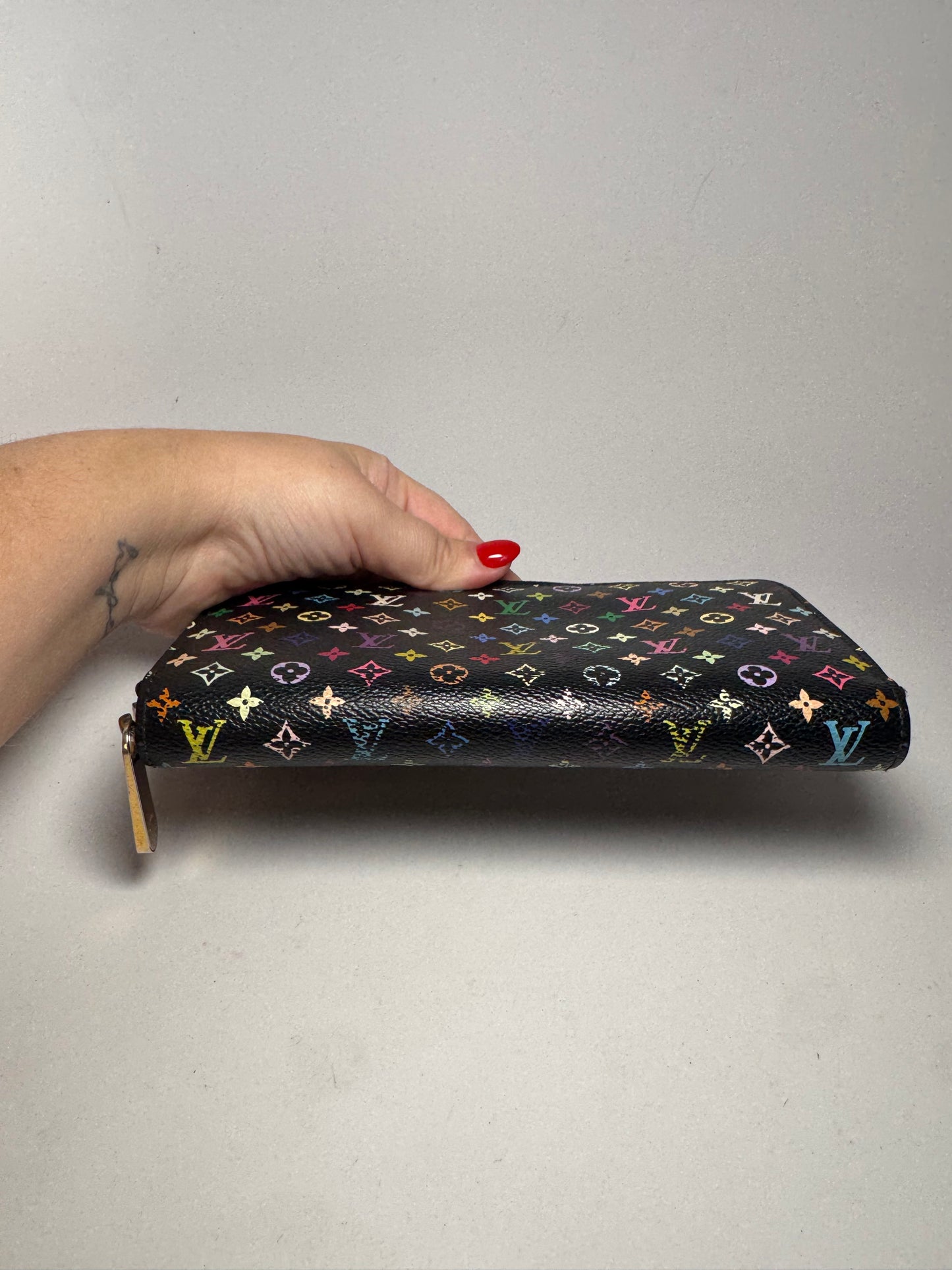 Louis Vuitton Multicolor Monogram Murakami Black Zippy Wallet