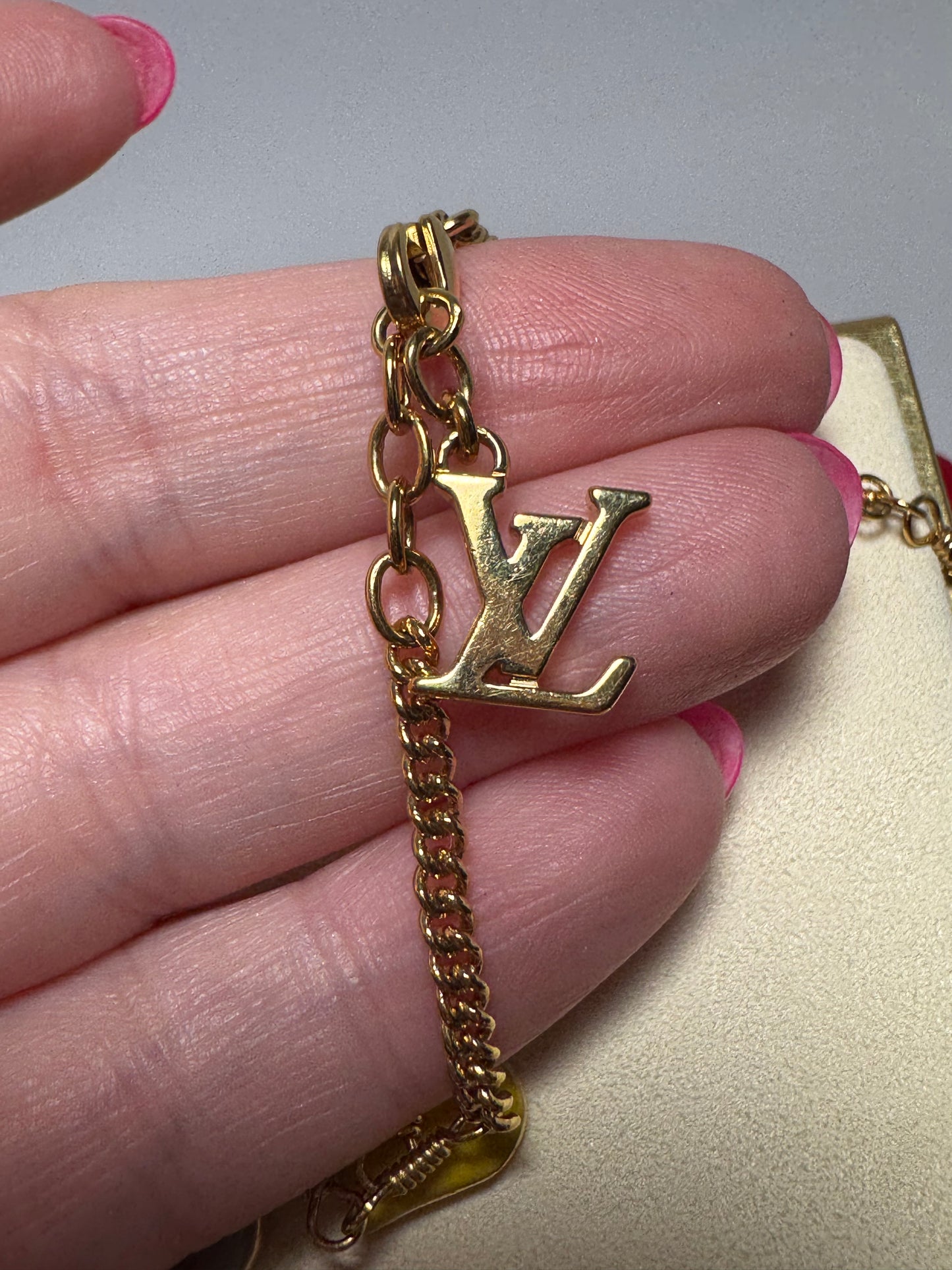 Louis Vuitton Sweet Monogram Charm Bracelet Gold Tone
