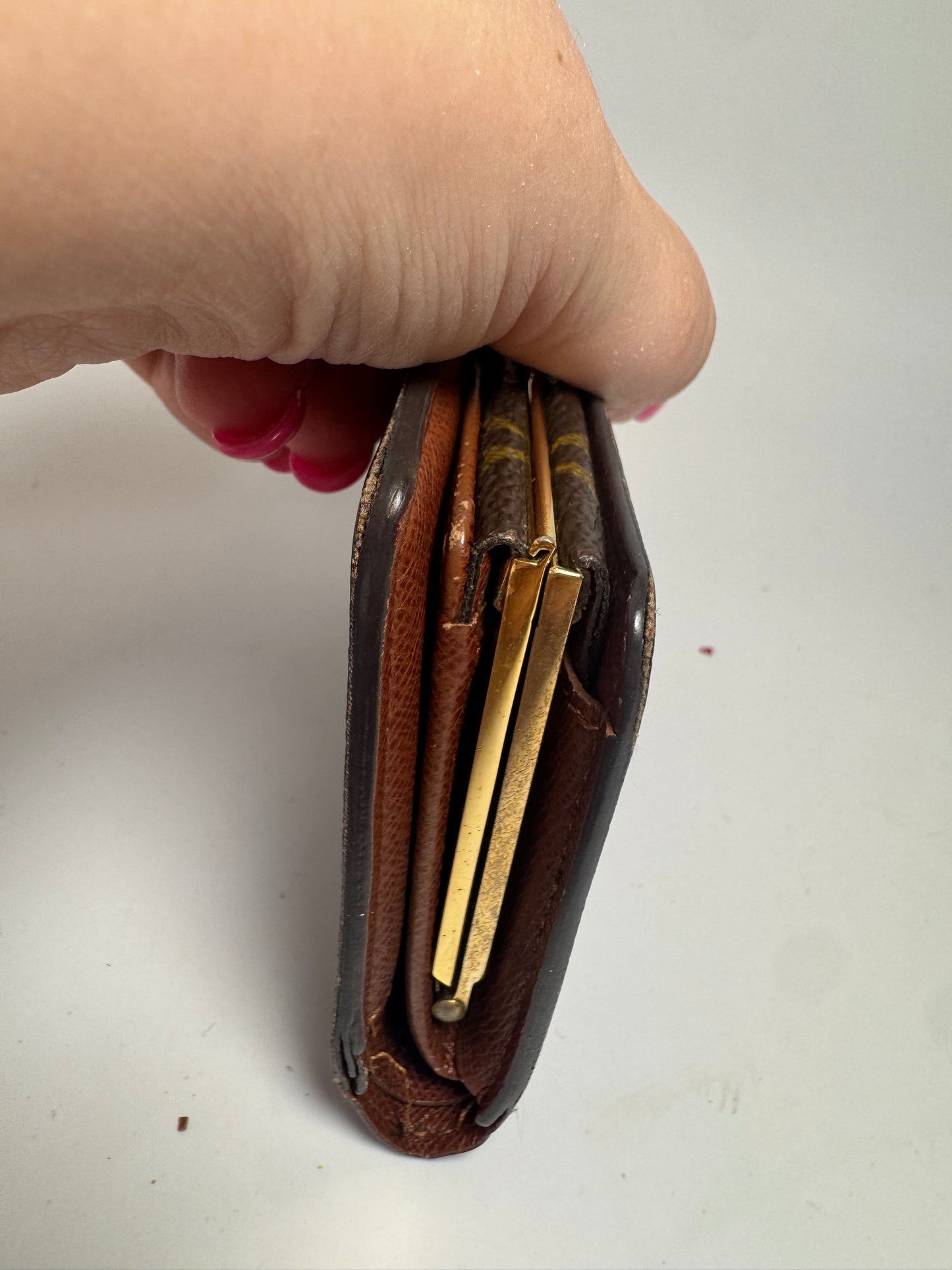 Louis Vuitton French Purse Kiss Lock Monogram Wallet-Fair Condition
