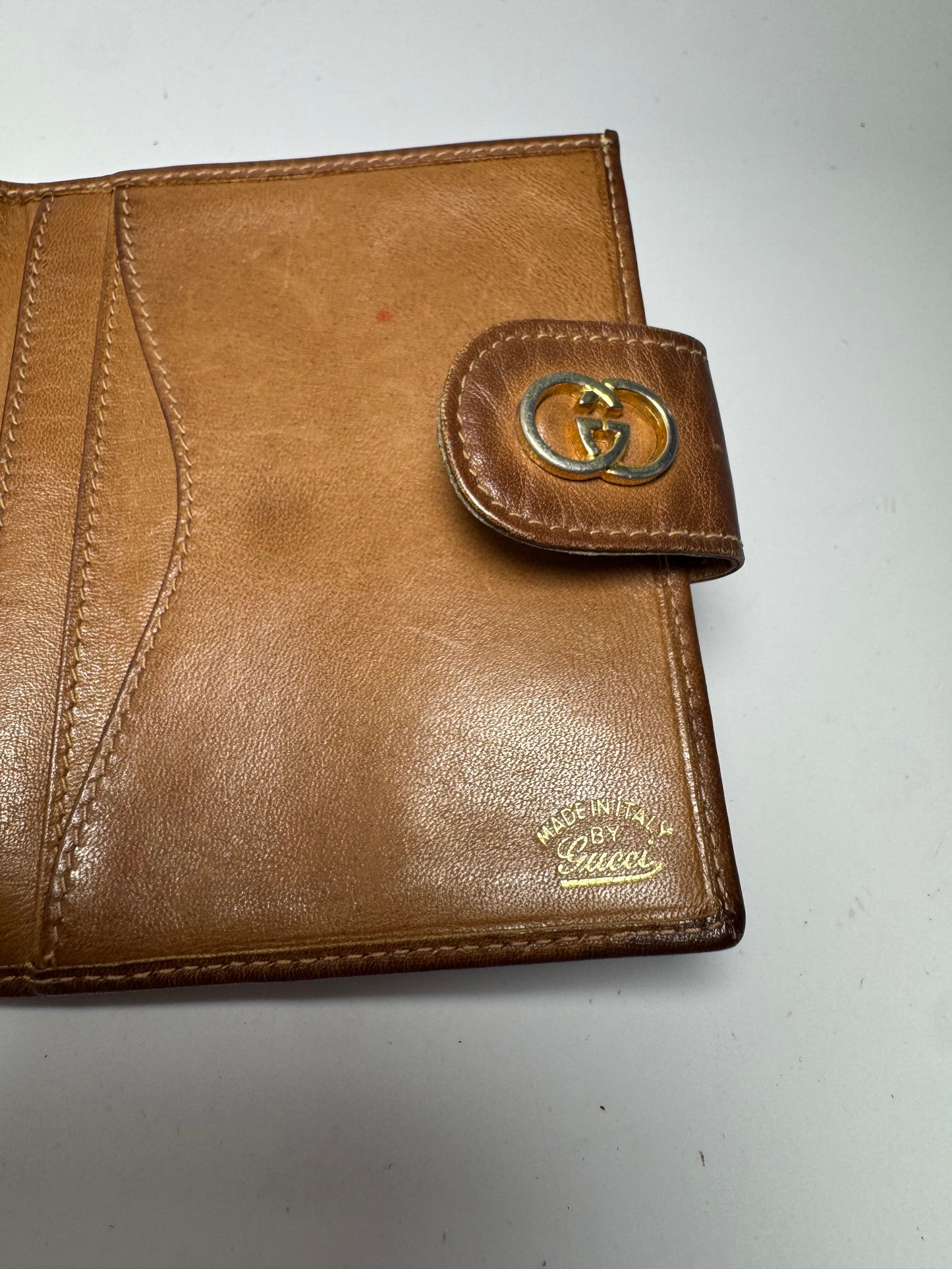 Gucci Vintage Web Canvas & Leather Micro G Bifold Snap Wallet Brown