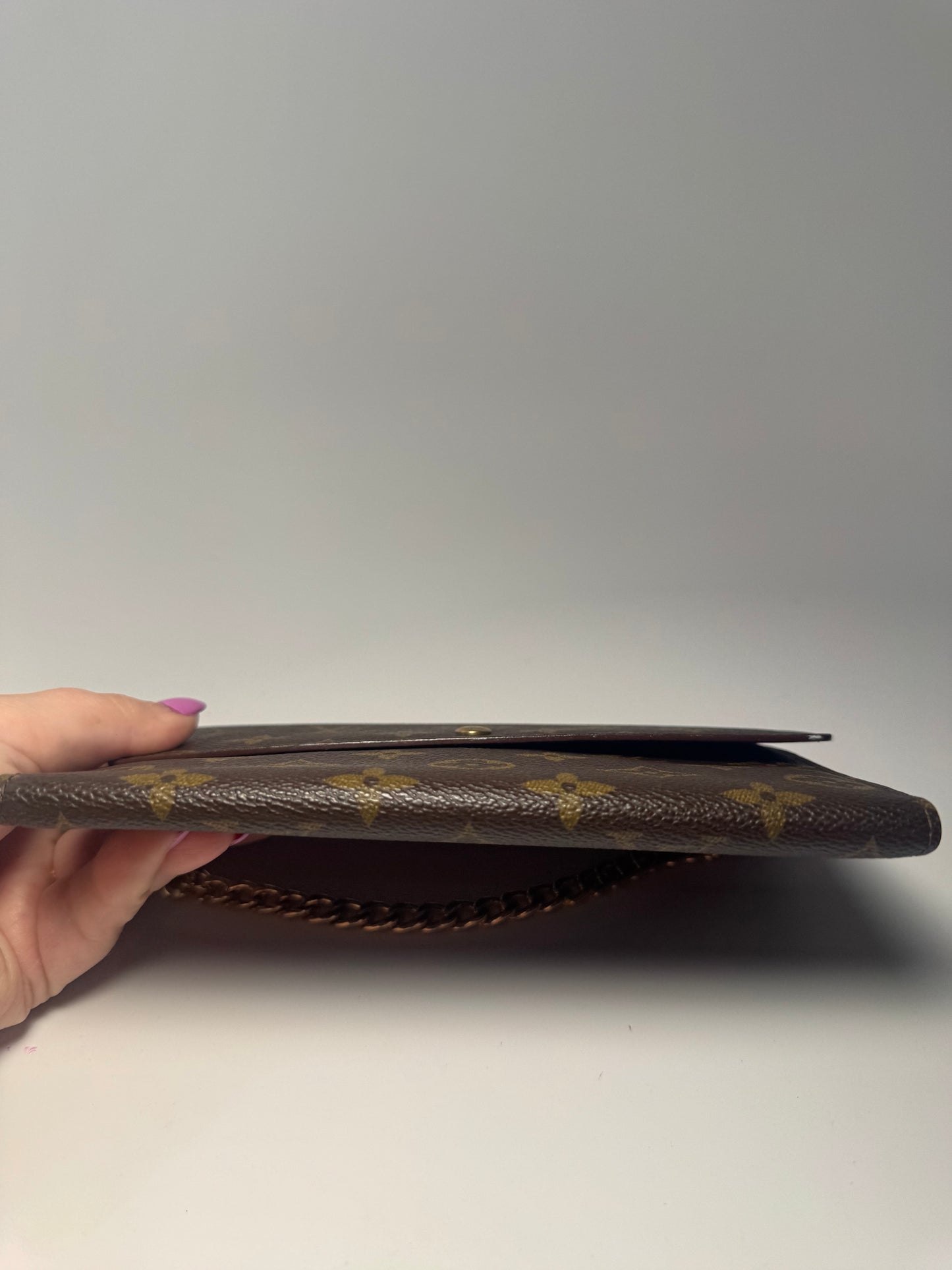 Louis Vuitton Trifold Pochette Passport Holder Monogram Wallet on Chain