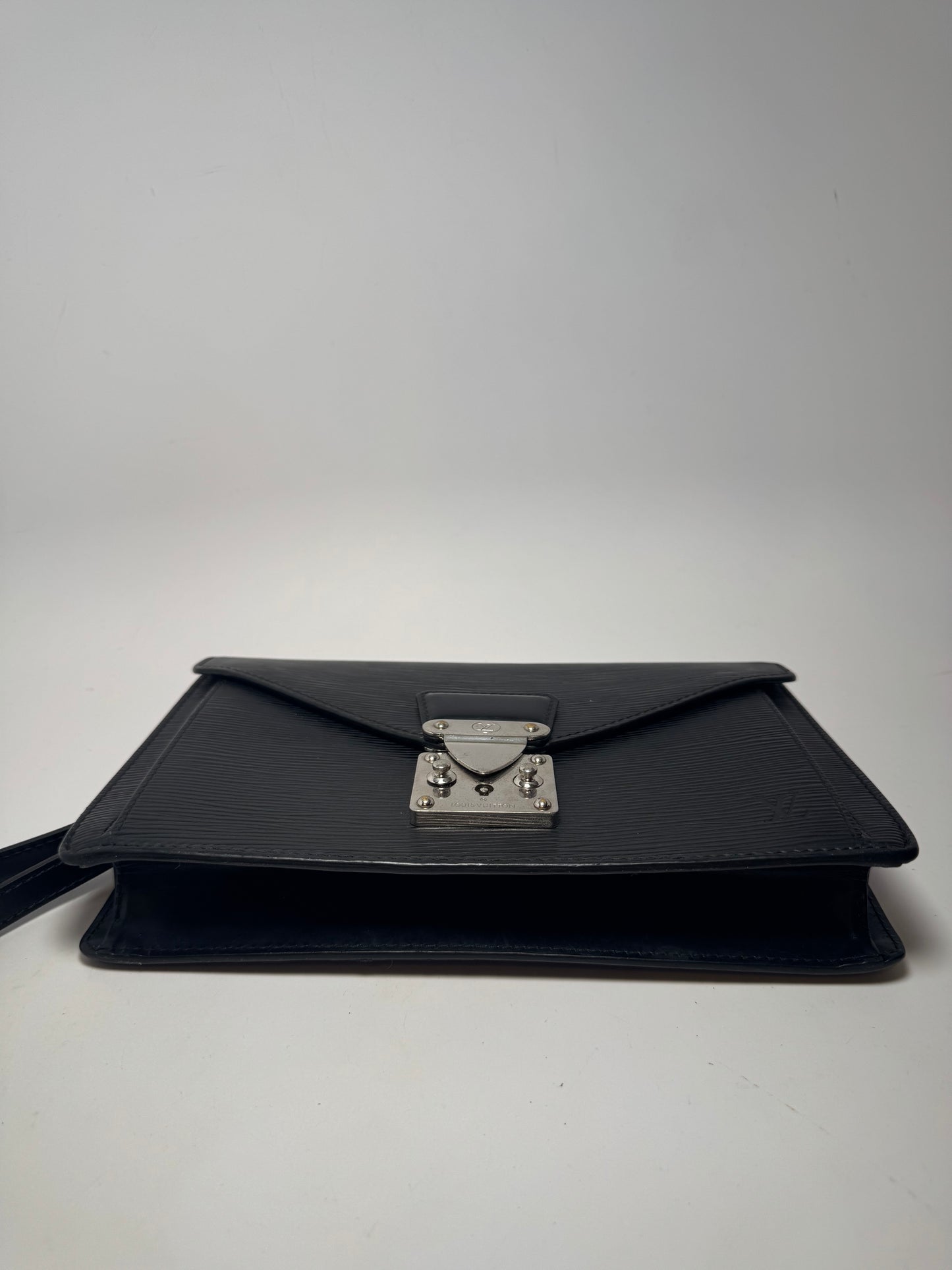 Louis Vuitton Pochette Sellier Black Epi Leather Clutchw/Silver Hardware