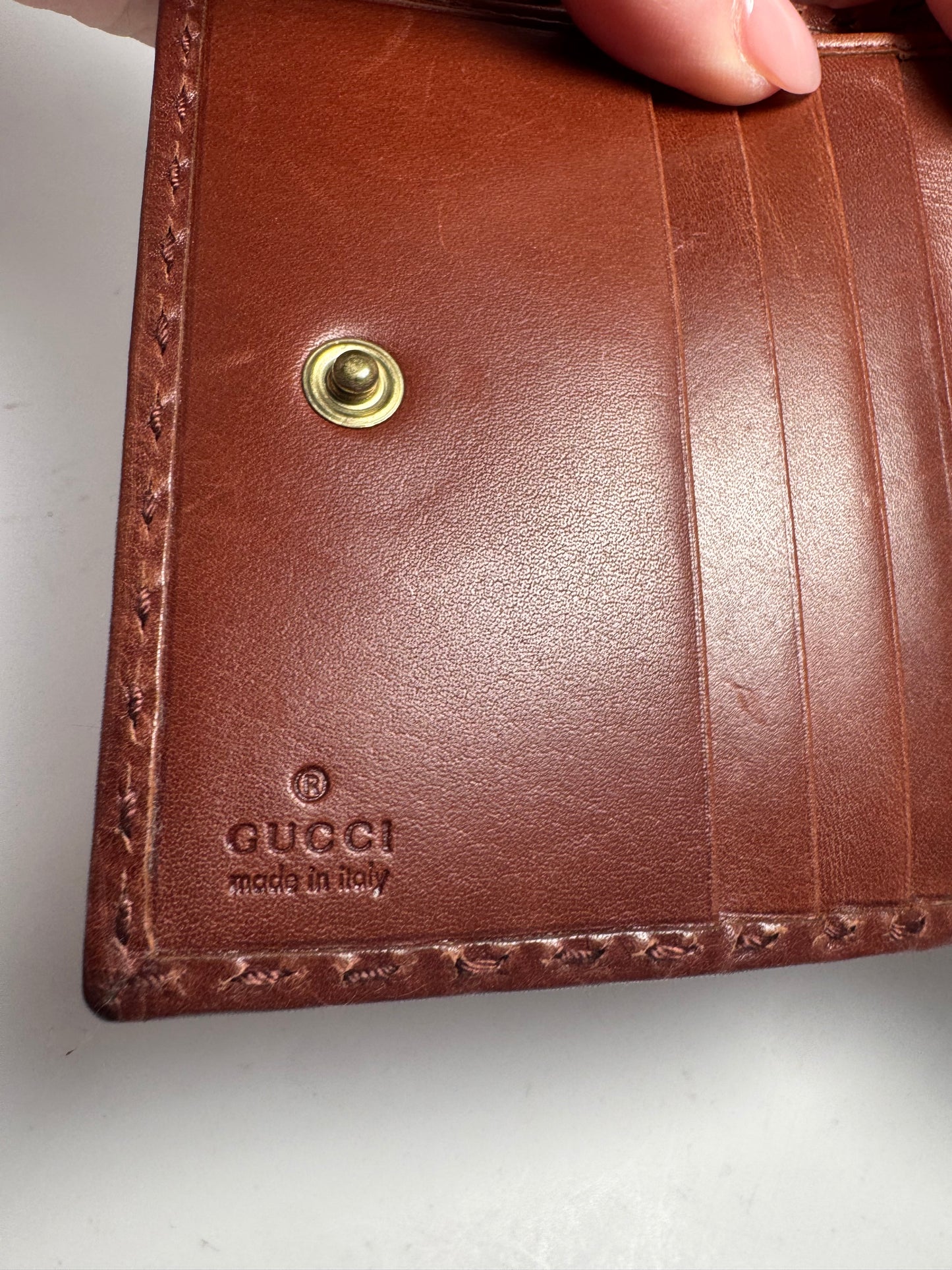 Gucci Vintage Brown Leather Western Style Wallet Bifold