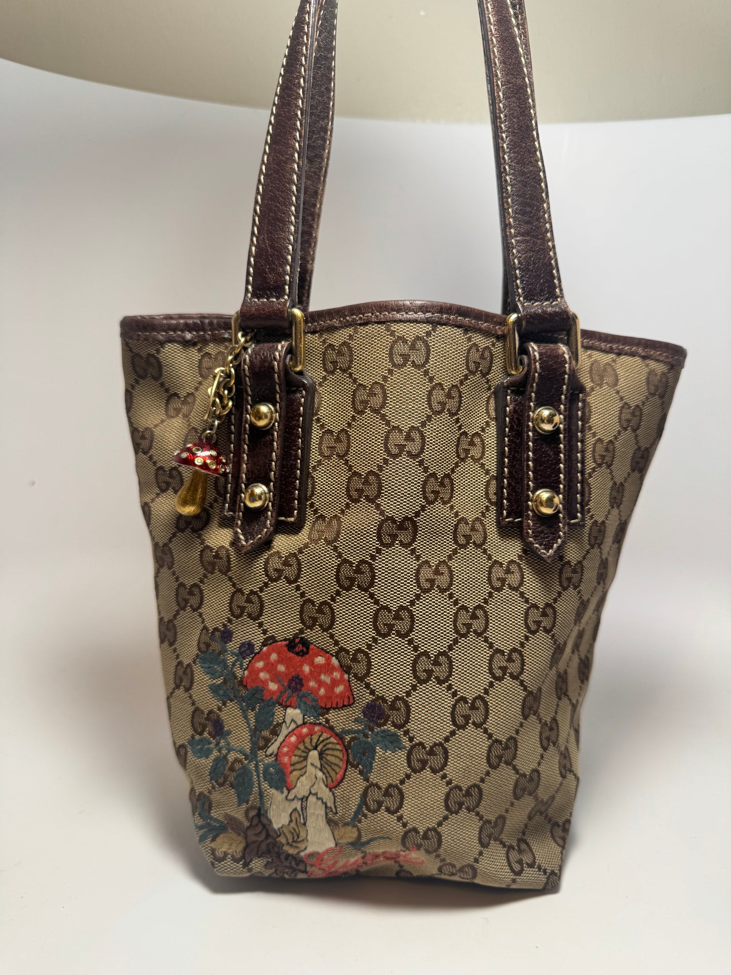 Gucci GG Canvas Mushrooms Tote Embroidered Bag