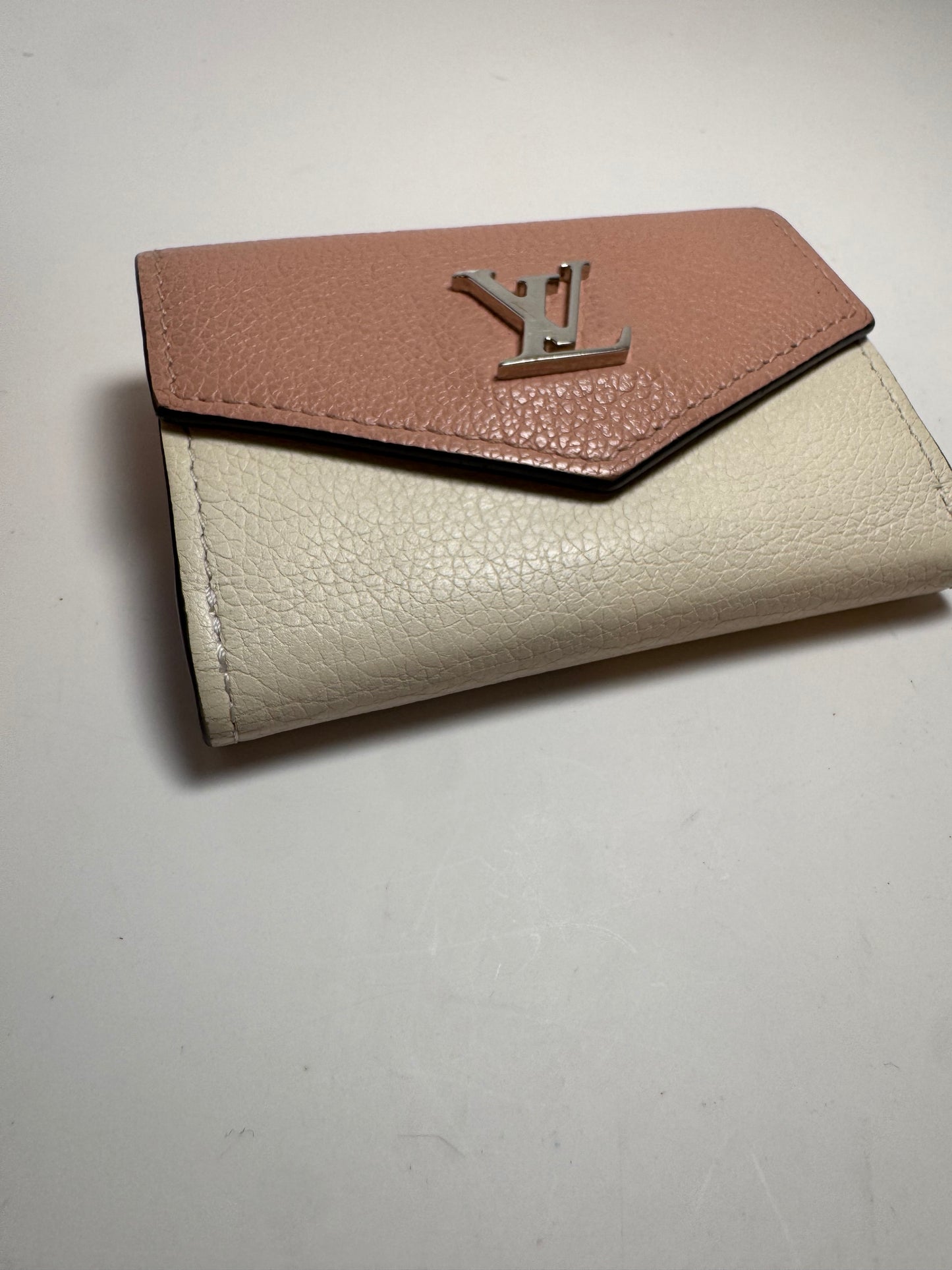 Louis Vuitton Calfskin Lockmini Wallet Rose Ballerine Maito White Black