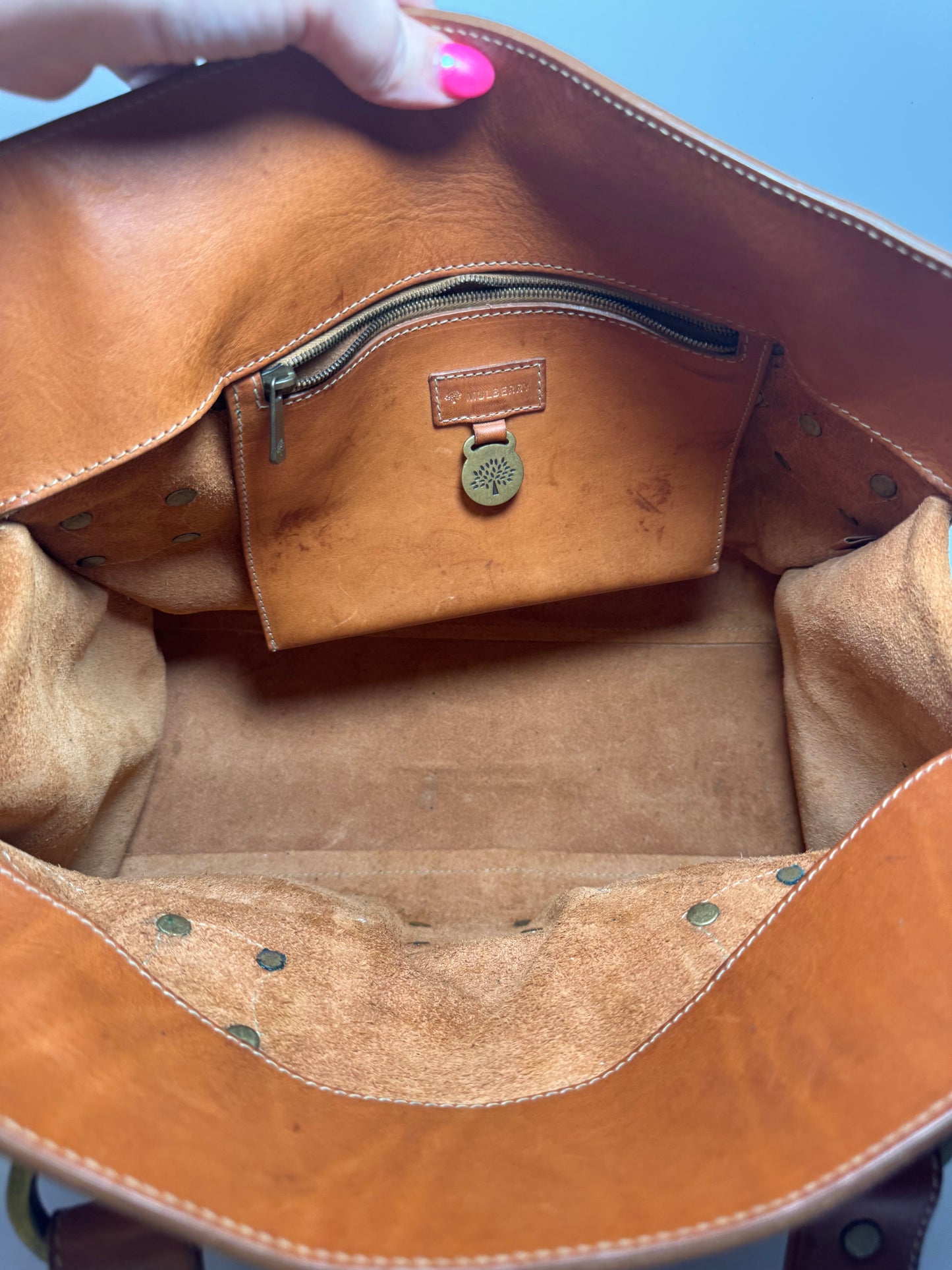 Mulberry Hand Painted Roxanne Leather Satchel Floral