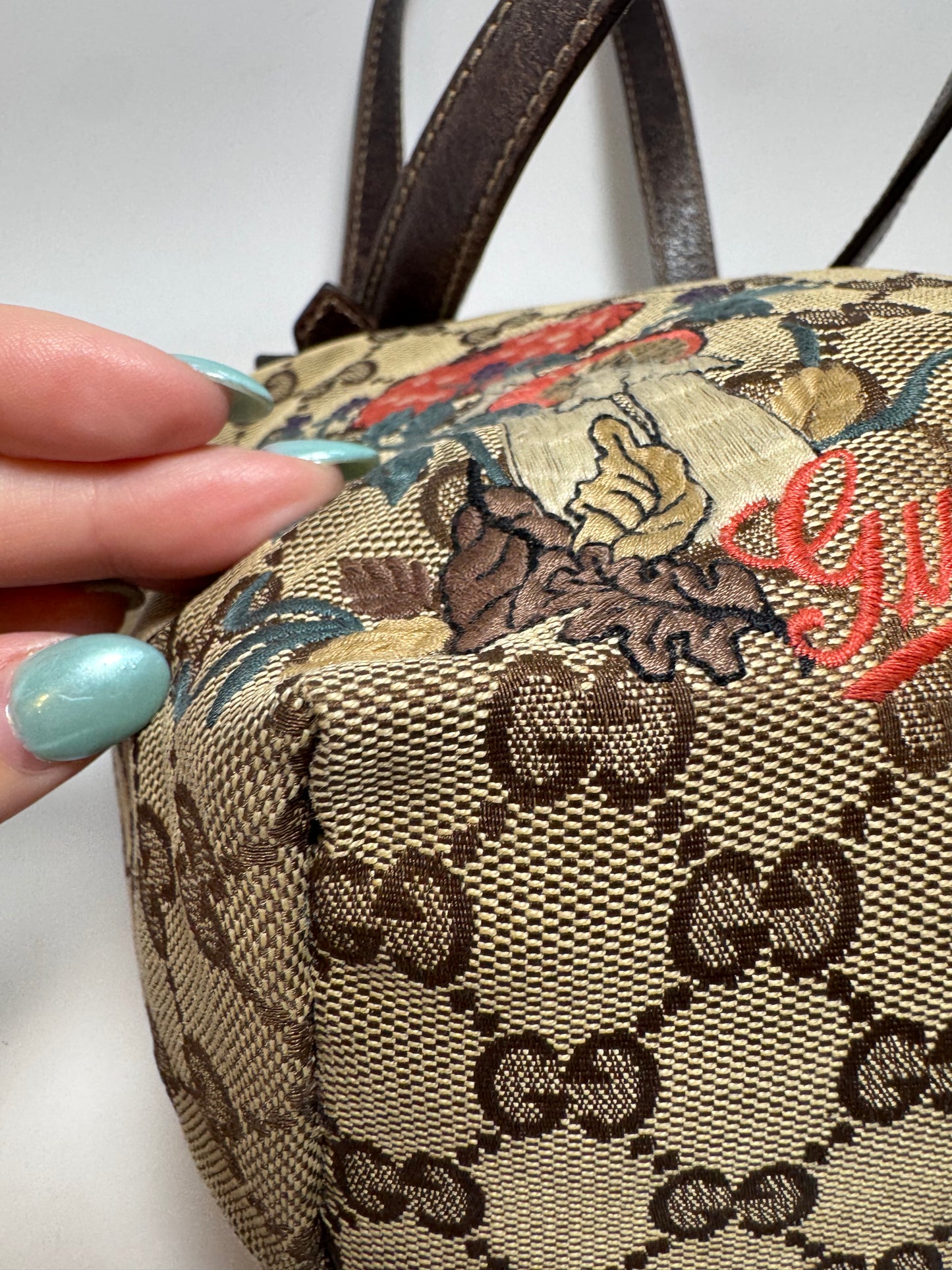 Gucci GG Canvas Mushrooms Tote Embroidered Bag
