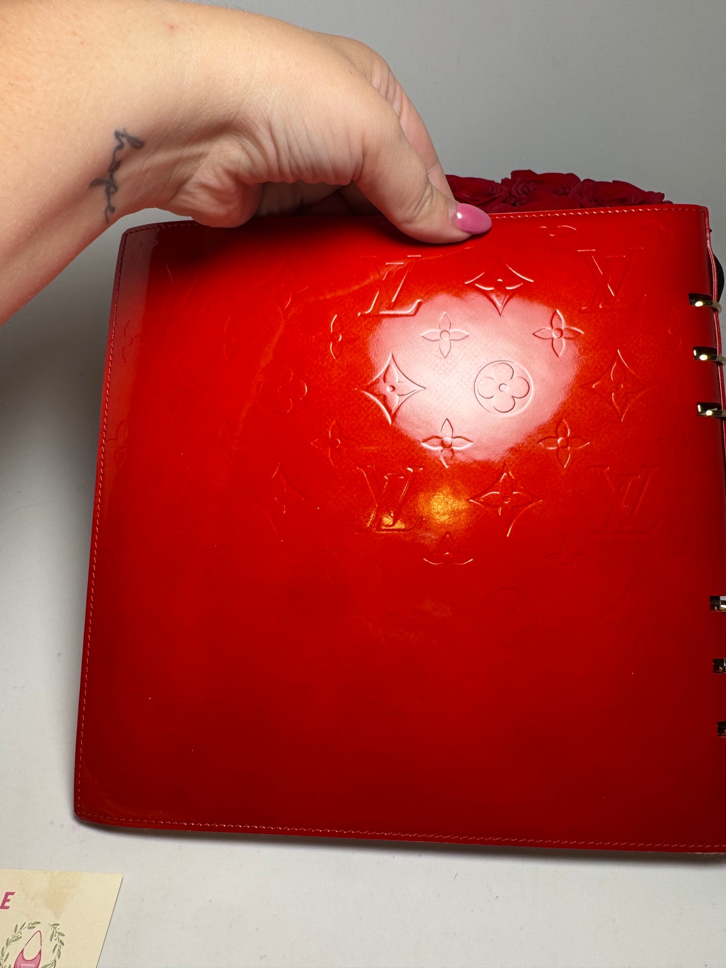 Louis Vuitton Red Monogram Patent Leather Vernis Sketchbook/Notebook with monogram pages