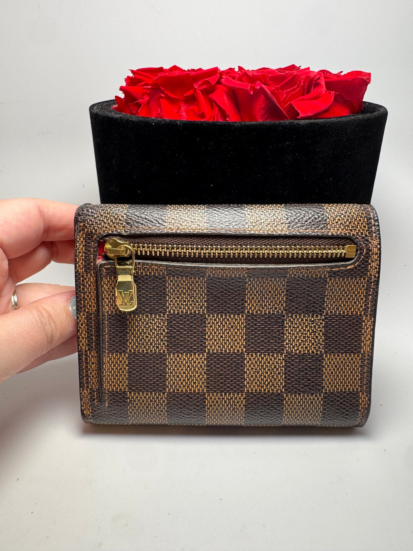 Louis Vuitton Damier Ebene Koala Wallet w/Red Interior (Unisex)