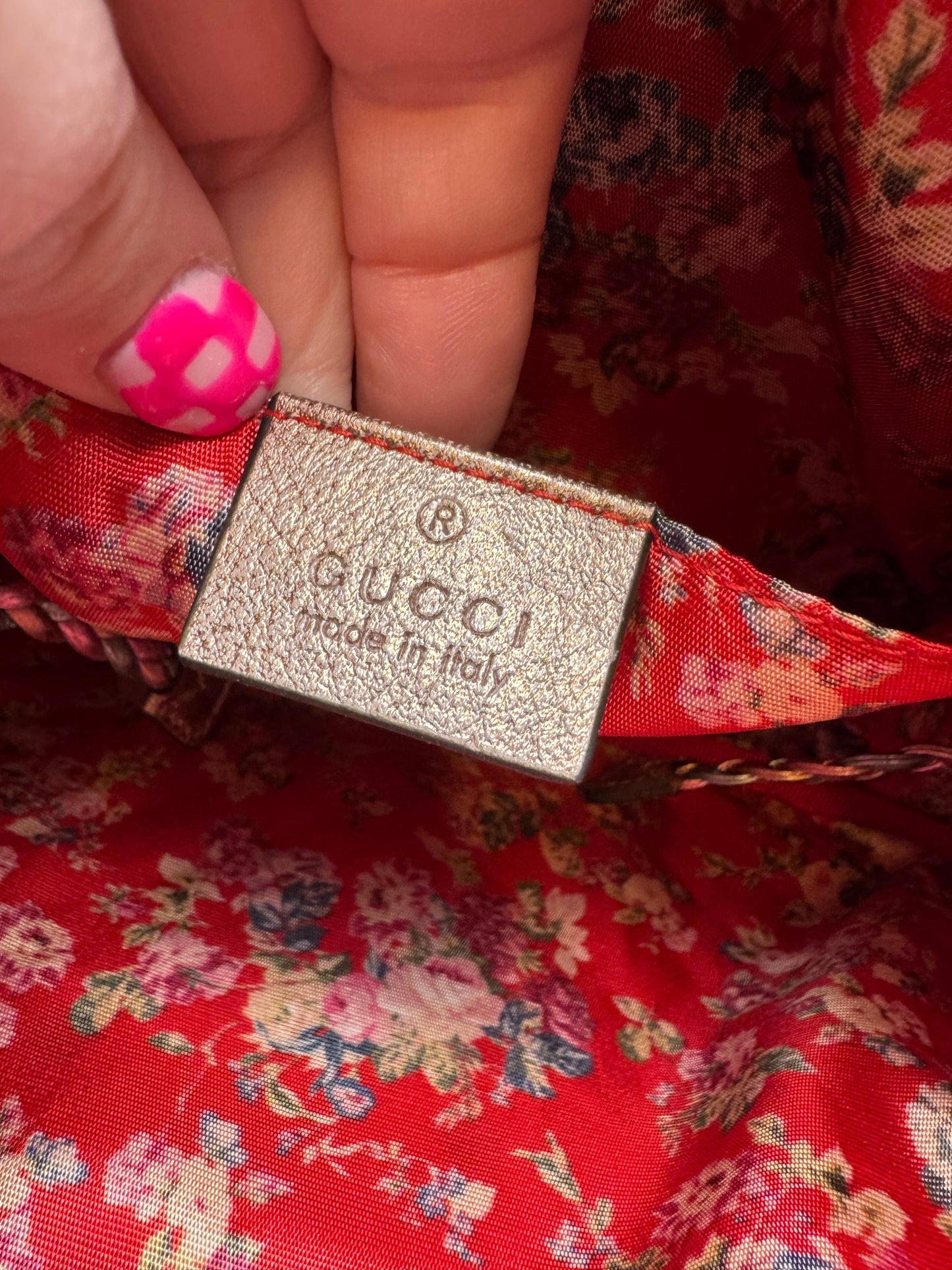 Gucci Trapuntata Bag Pink & Blue Limited Edition Metallic Leather Crossbody EUC