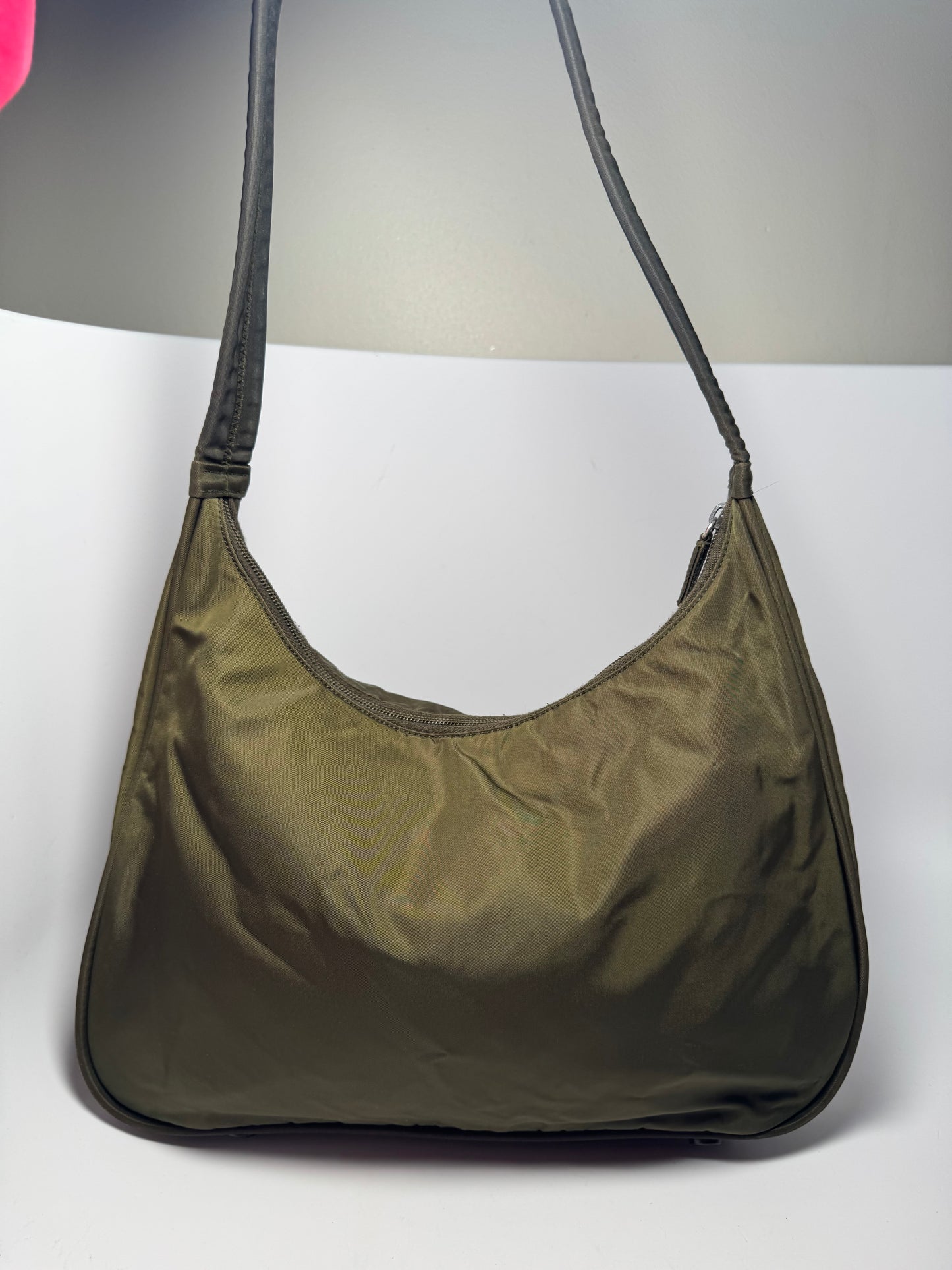 Prada Olive Green Nylon Shoulder Bag