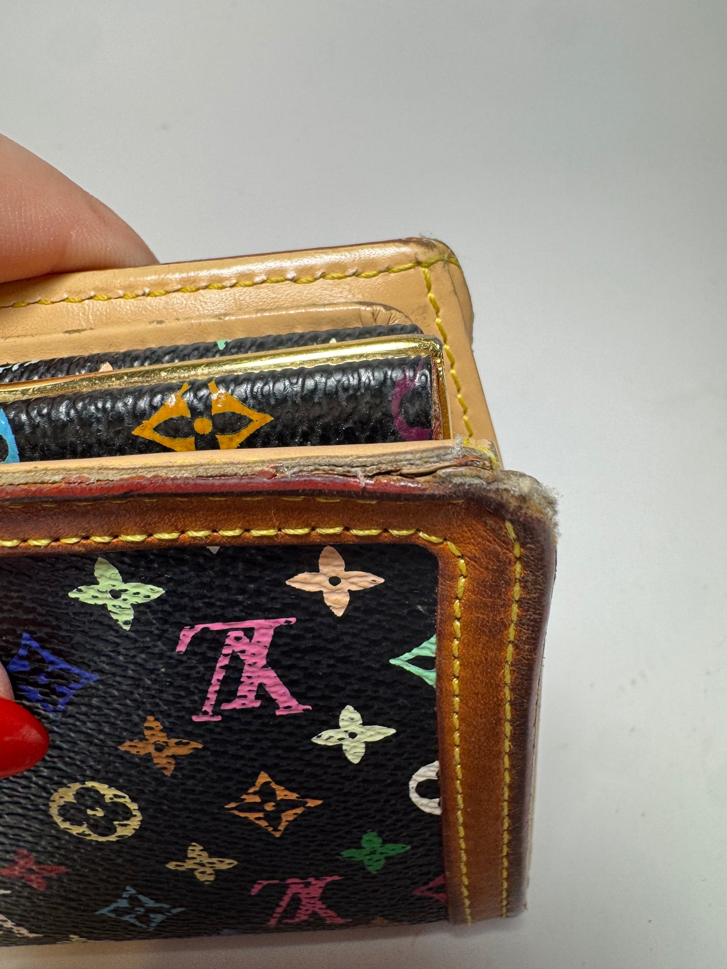 Louis Vuitton Black Multicolor Murakami French Purse Kiss Lock Wallet