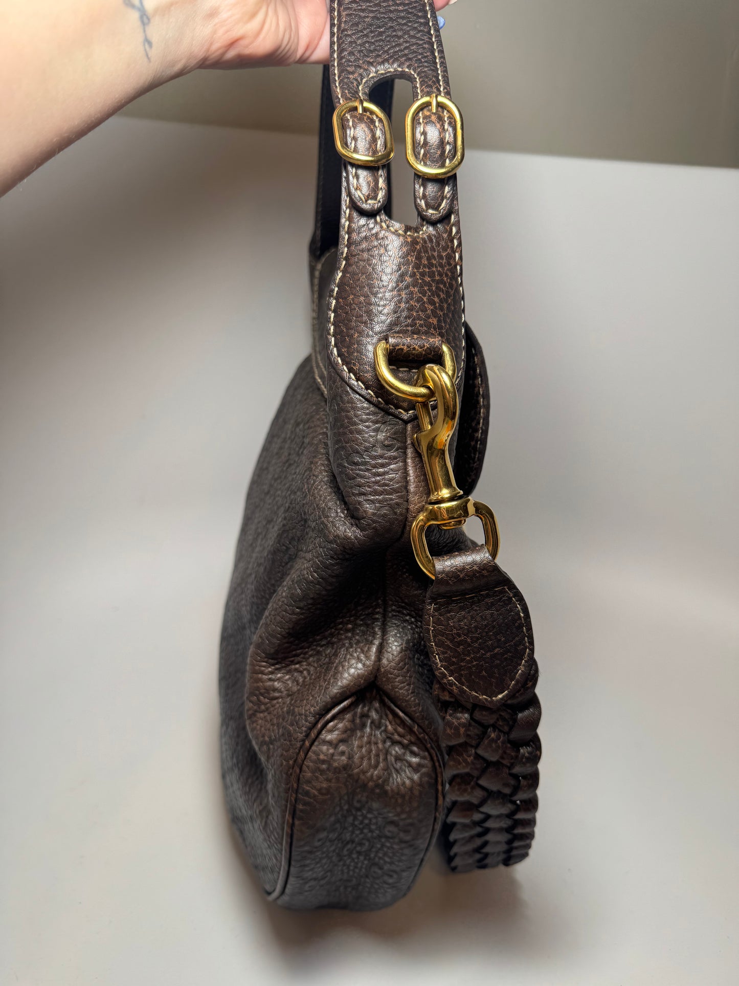 Gucci Dark Brown Guccissima Leather Pelham Large Shoulder Bag