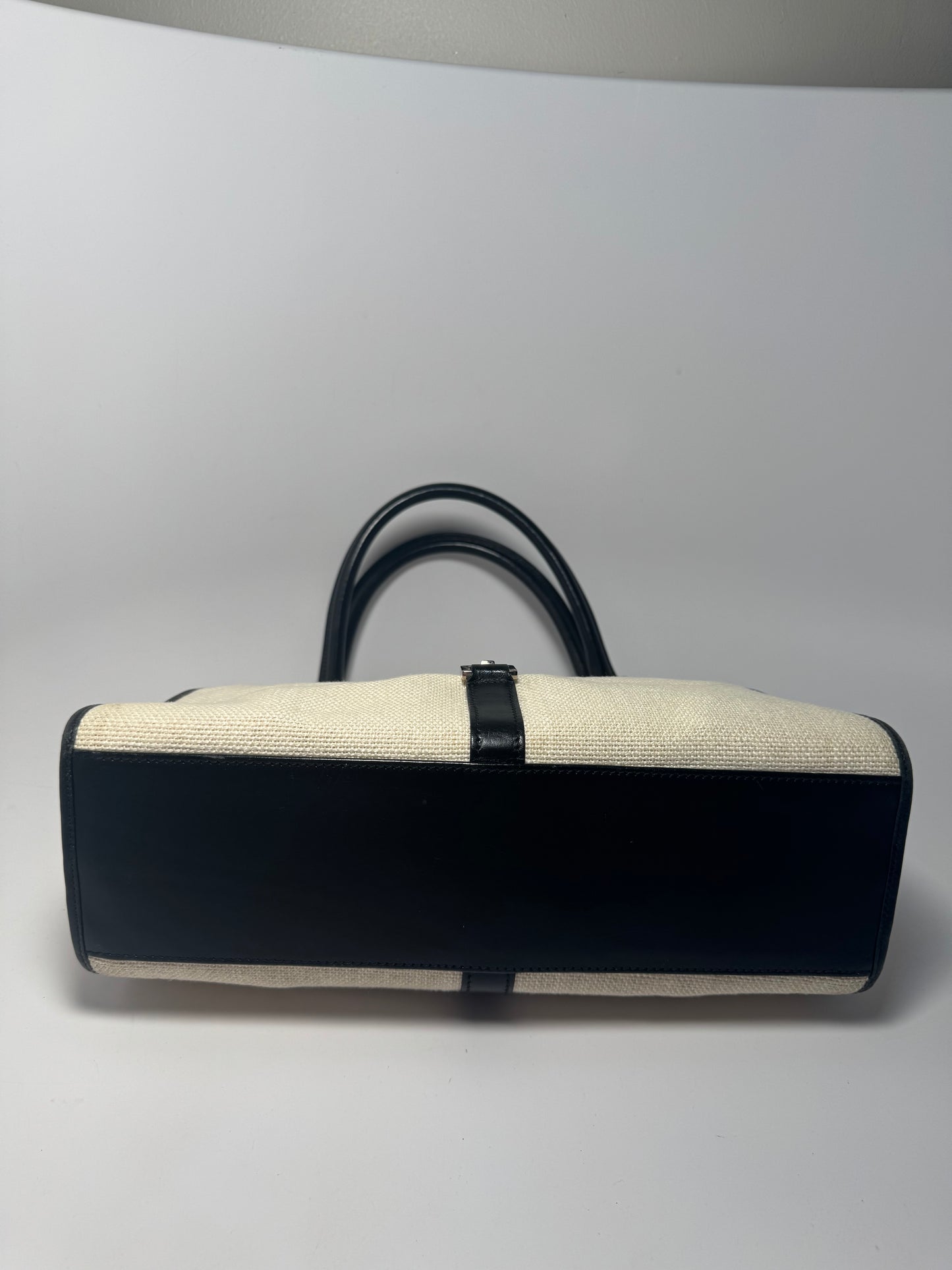 Gucci Jackie Bardot Piston Lock Hobo Black & White Cloth & Leather