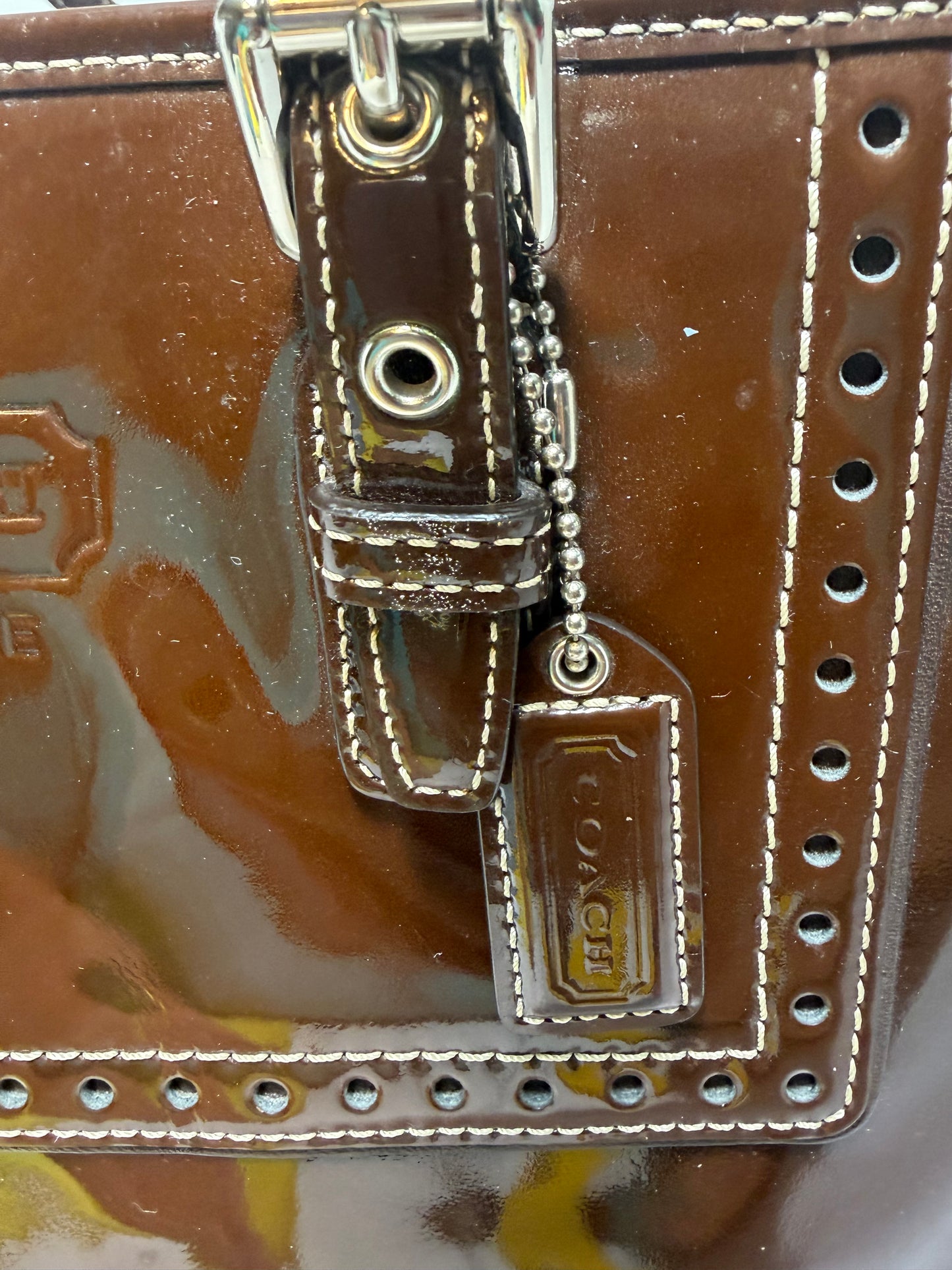 Coach Patent Leather Shoulder Bag/Tote in Chocolate Brown