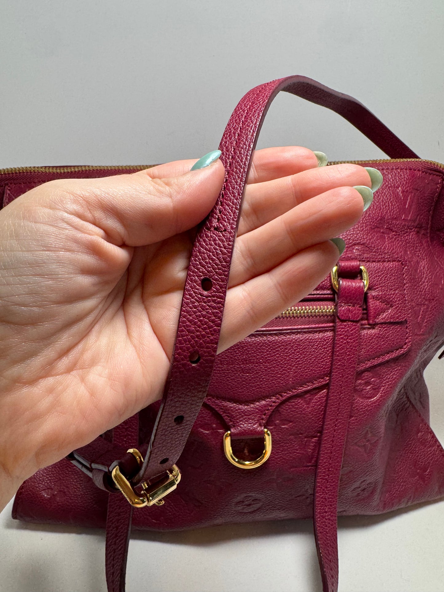 Louis Vuitton Lumineuse PM Purple Burgundy Empriente Leather Satchel/Shoulder Bag