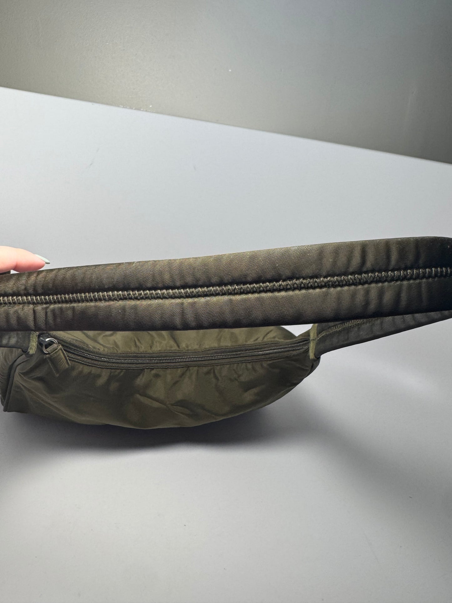Prada Olive Green Nylon Shoulder Bag