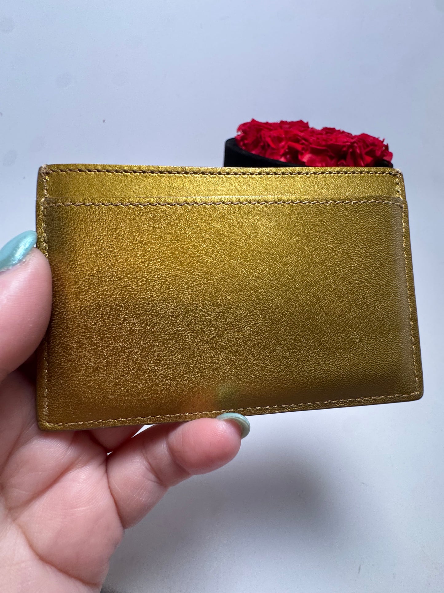Saint Laurent Gold Leather Card Holder
