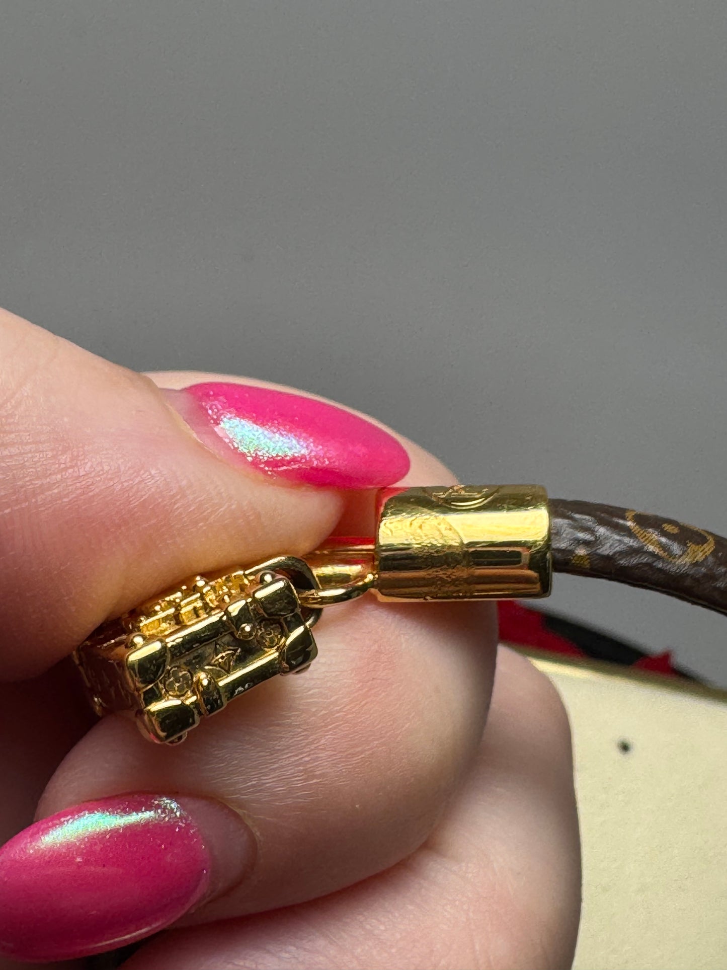 Louis Vuitton Petite Malle Trunk Bracelet Gold & Monogram w/Certificate of Authenticity