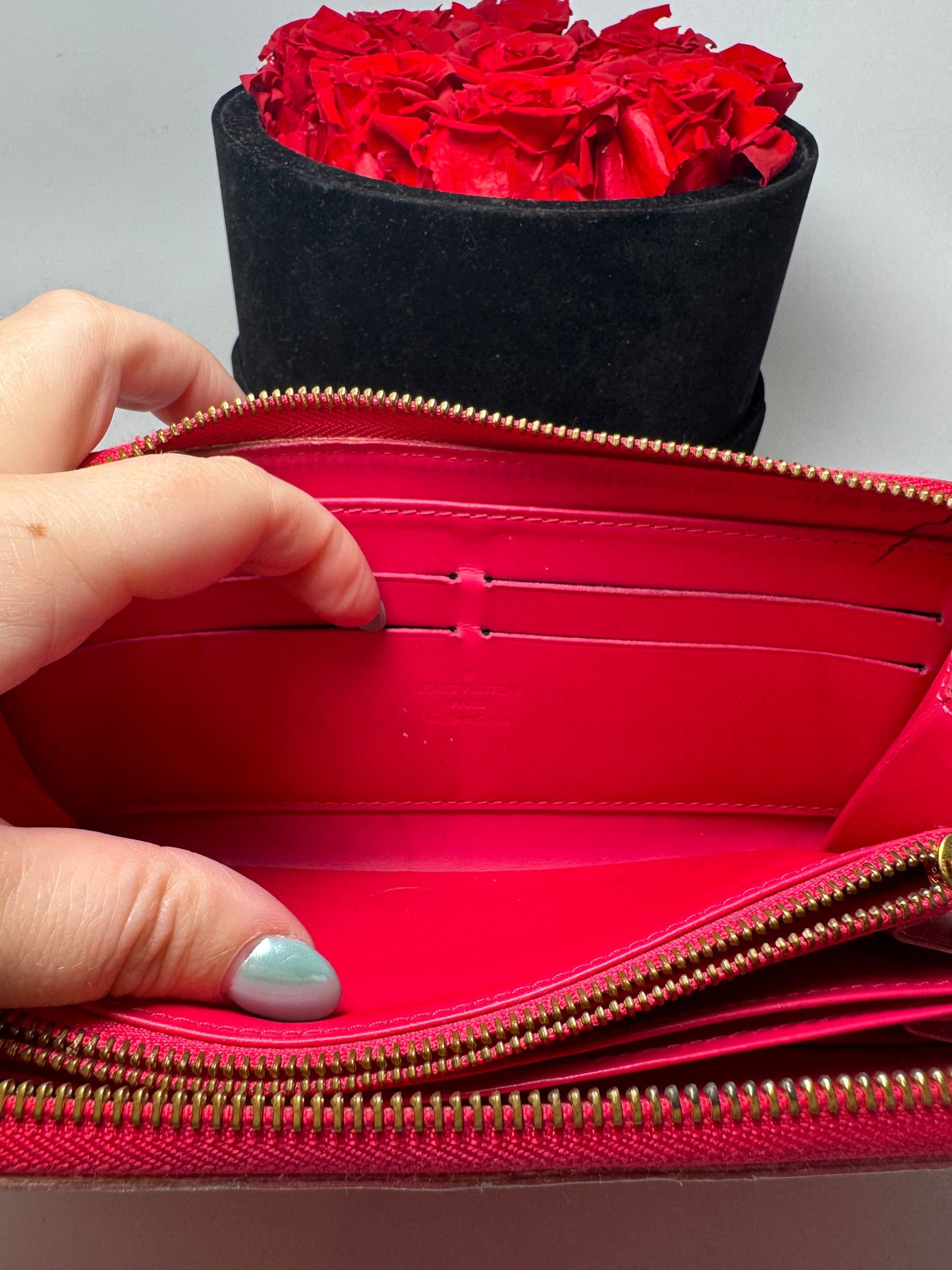 Louis Vuitton Watermelon Vernis Leather Zippy Wallet Monogram