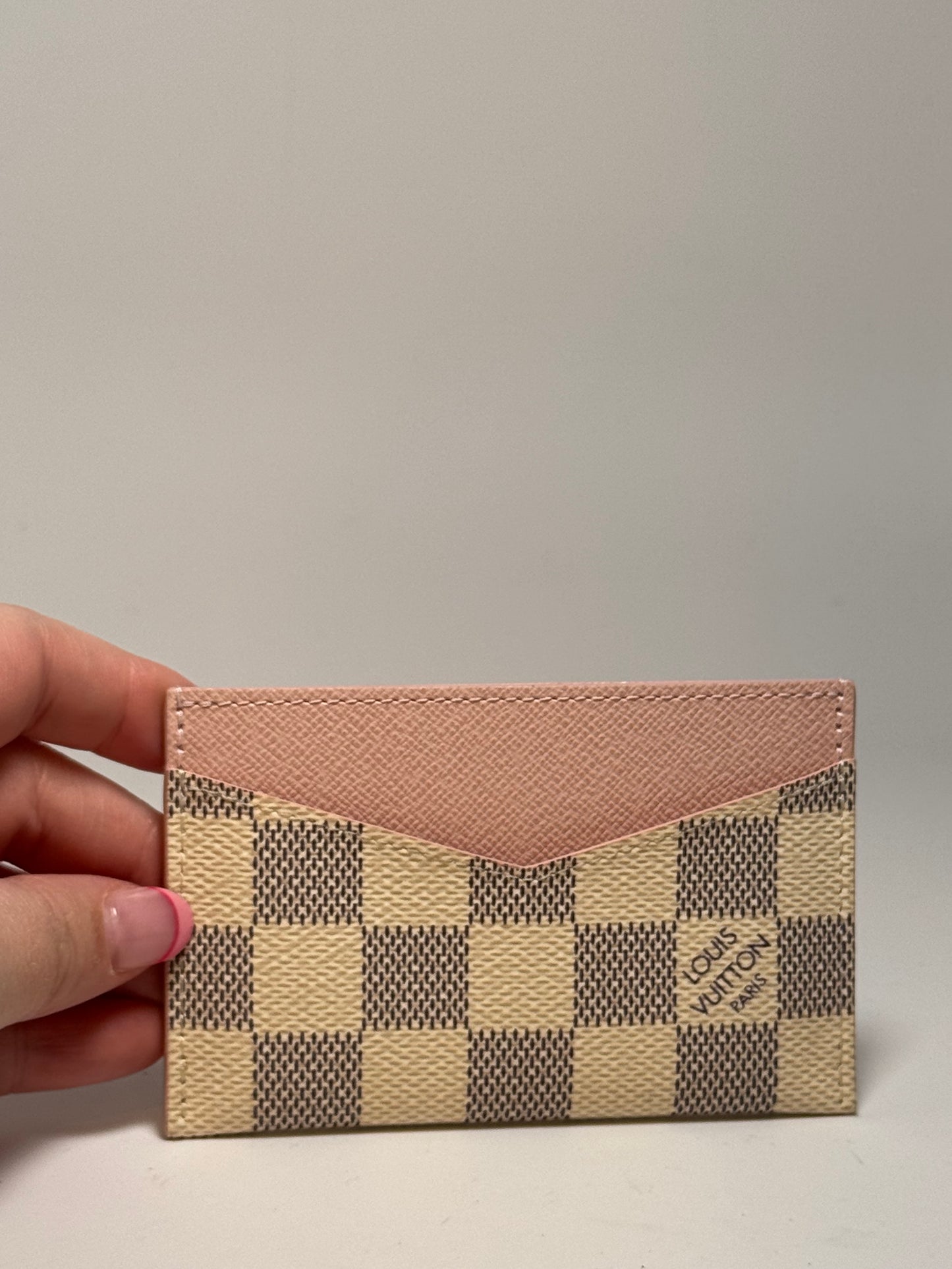 Louis Vuitton Damier Azur Card Holder w/Ballerine Pink