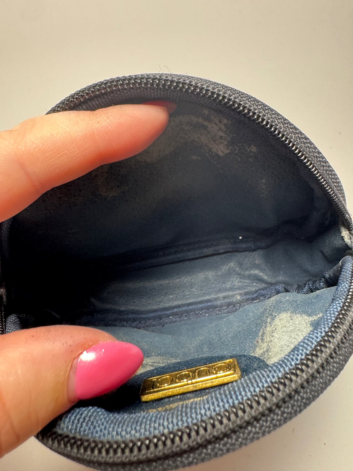 Gucci Web Canvas & Leather Navy Grey Dome Pouch/Cosmetic Case