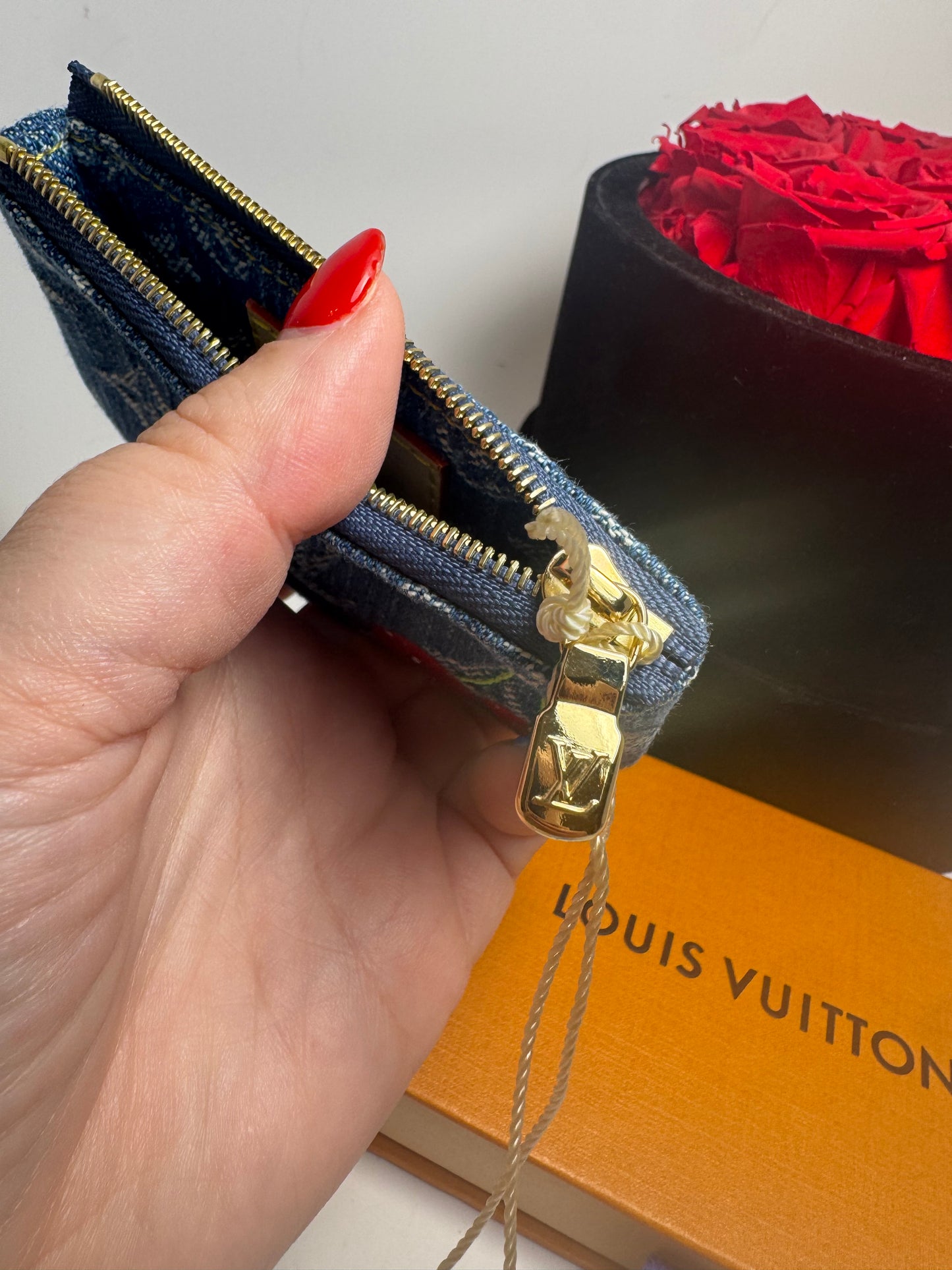 Louis Vuitton x TM Denim Cherry Key Pouch NEW w/COA