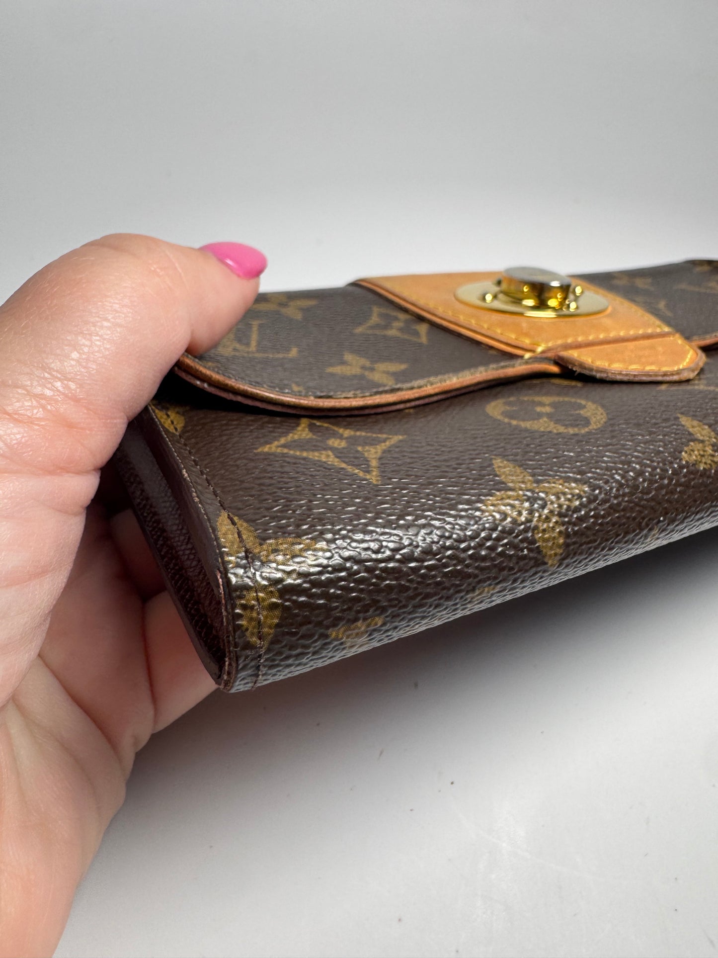 Louis Vuitton Portefeuille Boetie Wallet Turn Lock Closure Monogram & Vachetta Leather Made in Spain in 2010