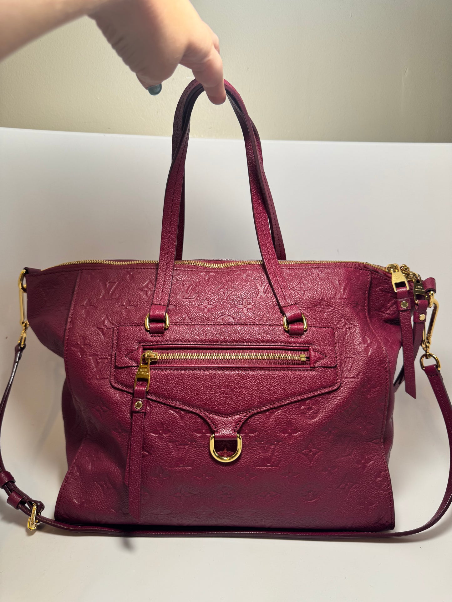 Louis Vuitton Lumineuse PM Purple Burgundy Empriente Leather Satchel/Shoulder Bag
