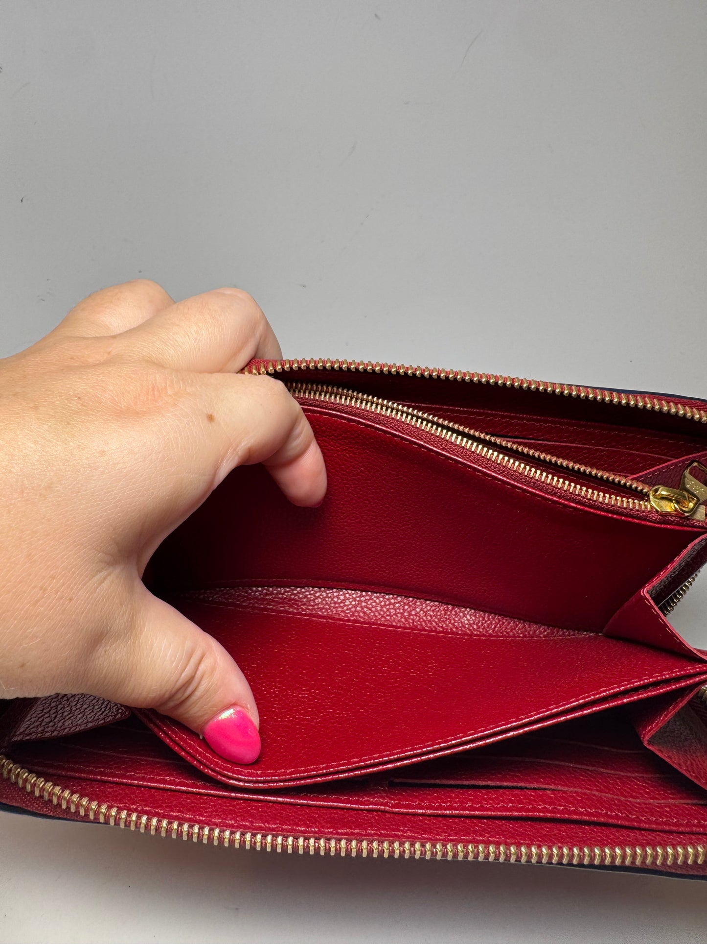 Louis Vuitton Cerise Red Monogram Empriente Leather Zippy Wallet