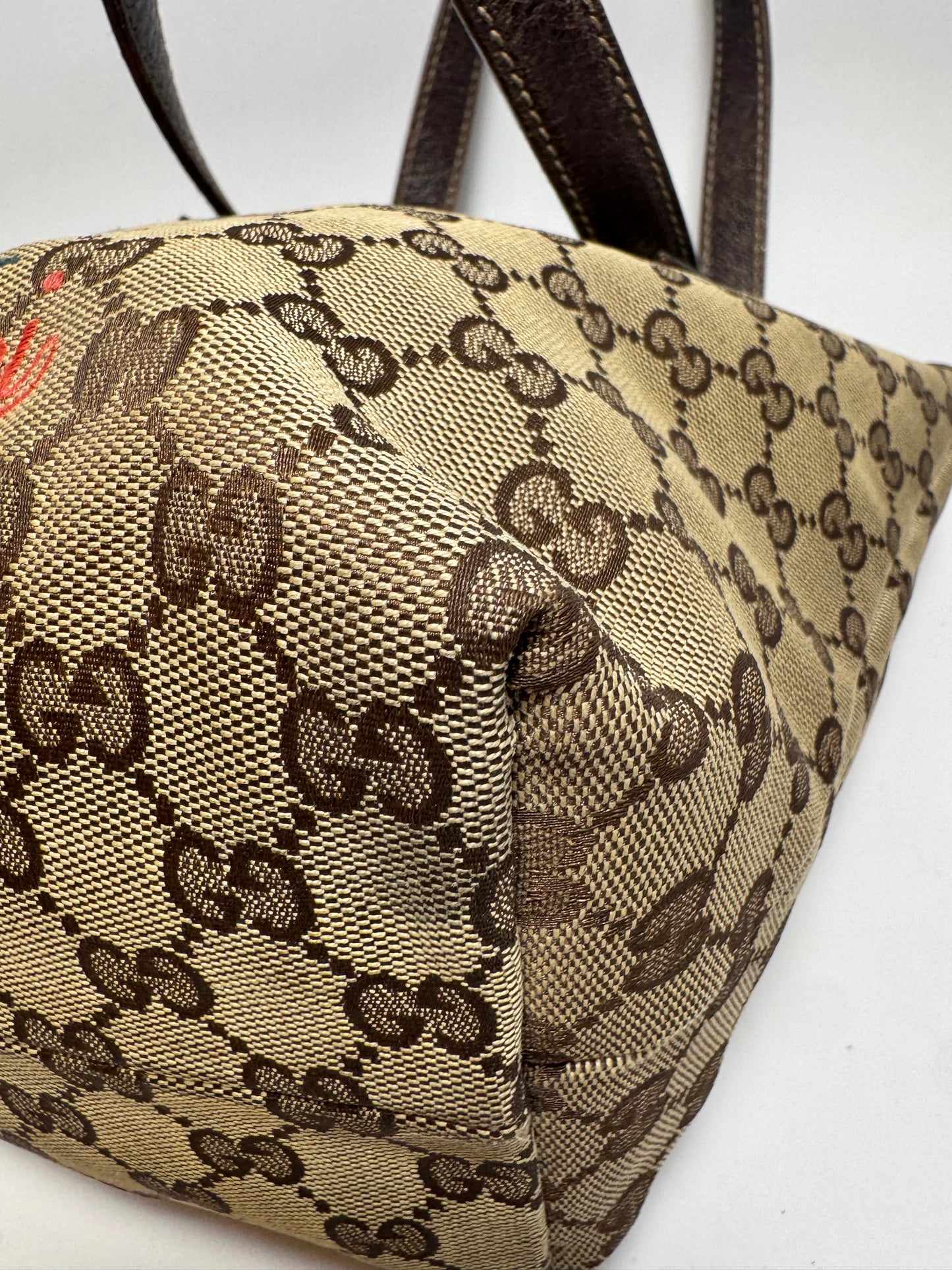 Gucci GG Canvas Mushrooms Tote Embroidered Bag