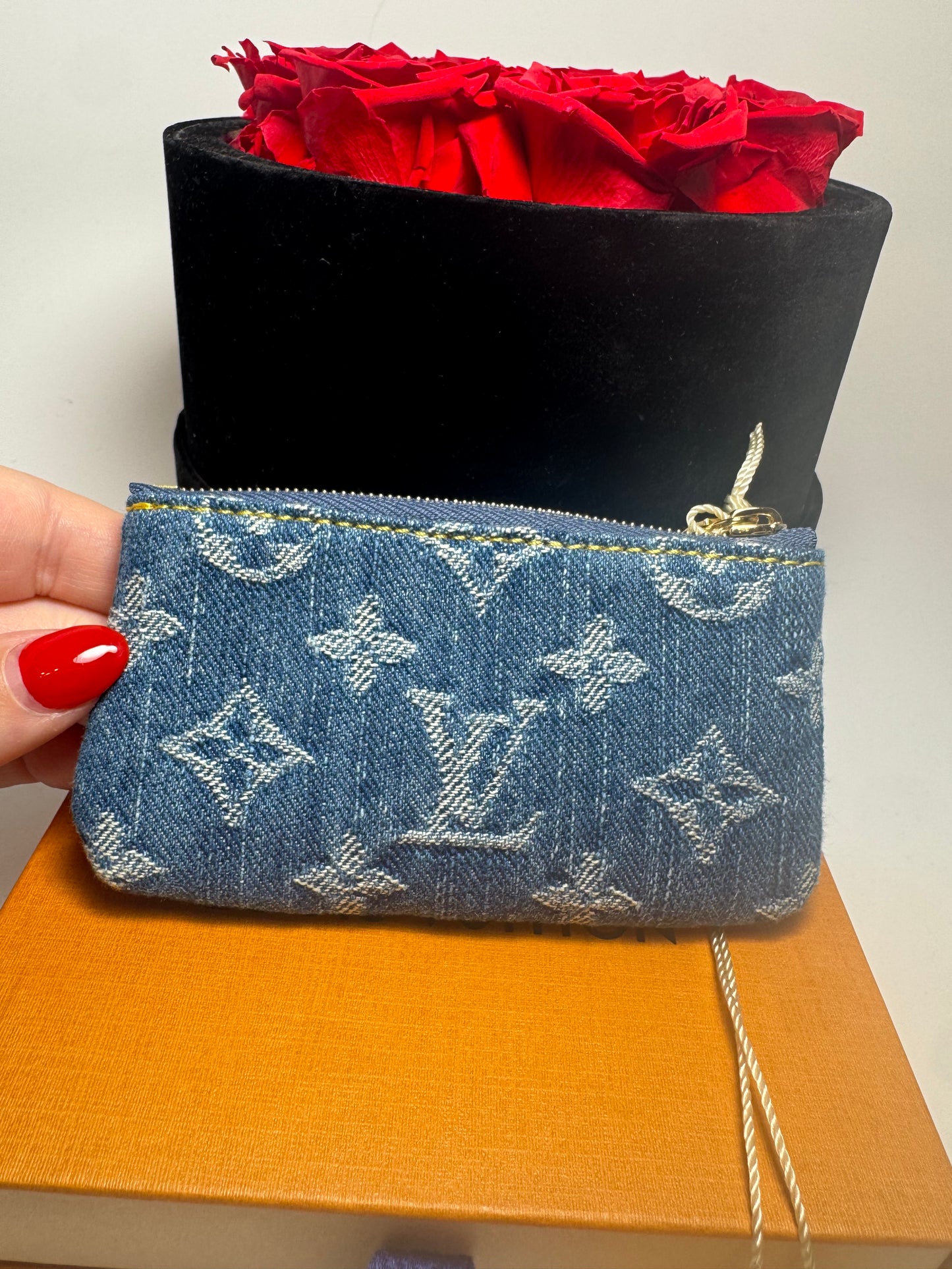 Louis Vuitton x TM Denim Cherry Key Pouch NEW w/COA