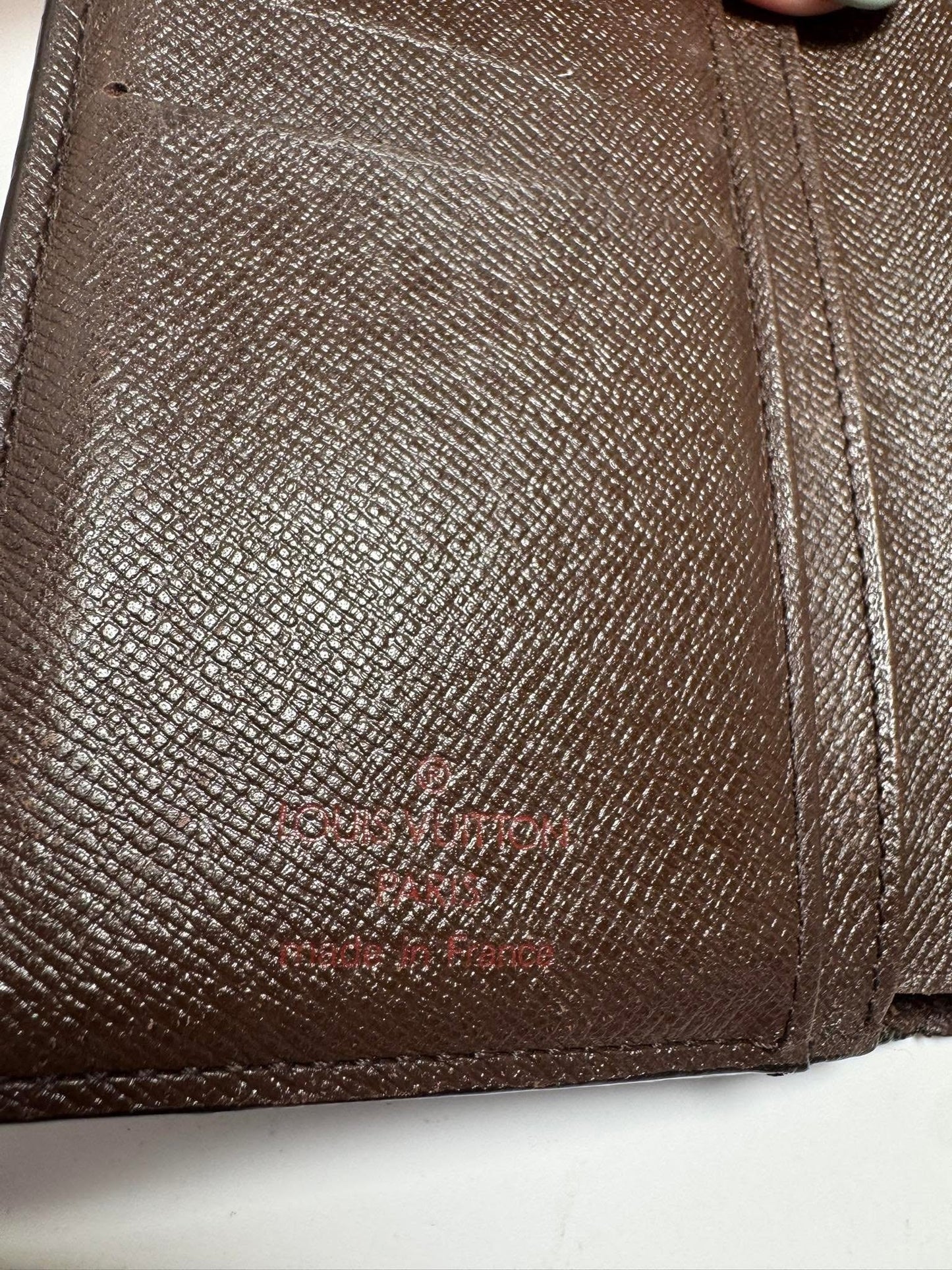 Louis Vuitton Damier Ebene Portefeuille Vinnois Bifold Kiss Lock Wallet