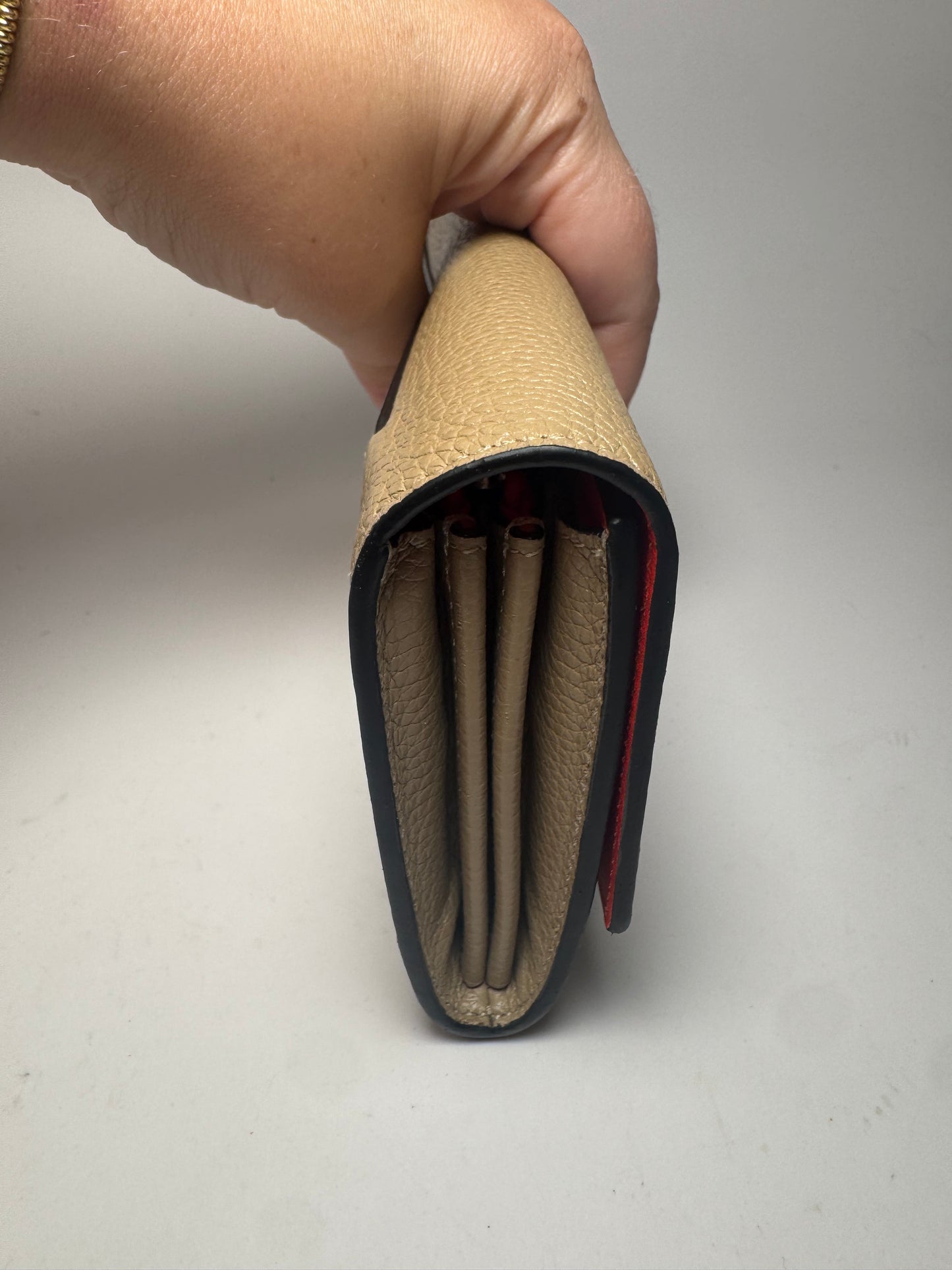 Celine Large Flap Multifunction Wallet Taupe Pebbled Leather Made in Italy