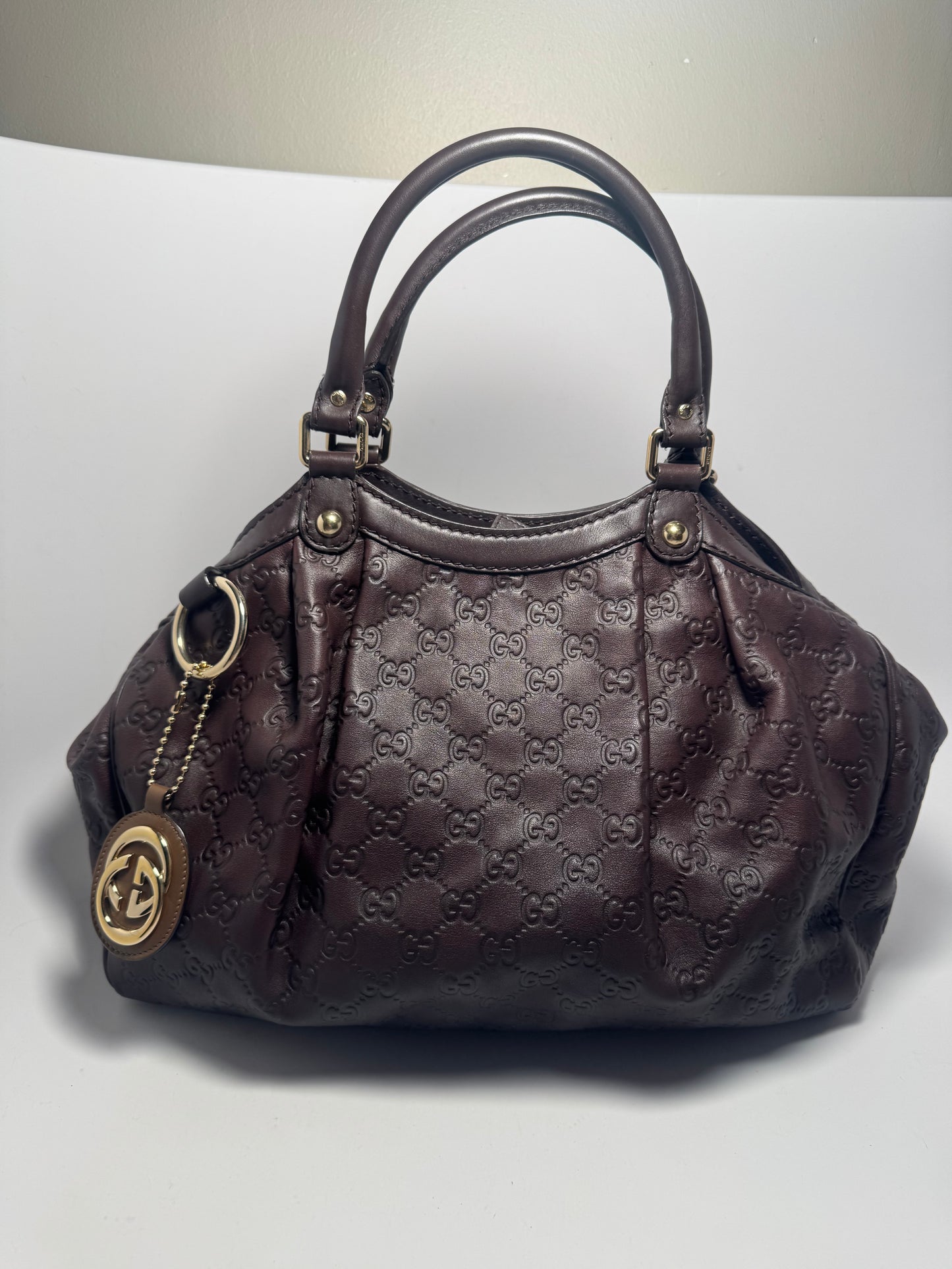 Gucci Sukey Tote Guccissima Leather Hand Bag Walnut Brown