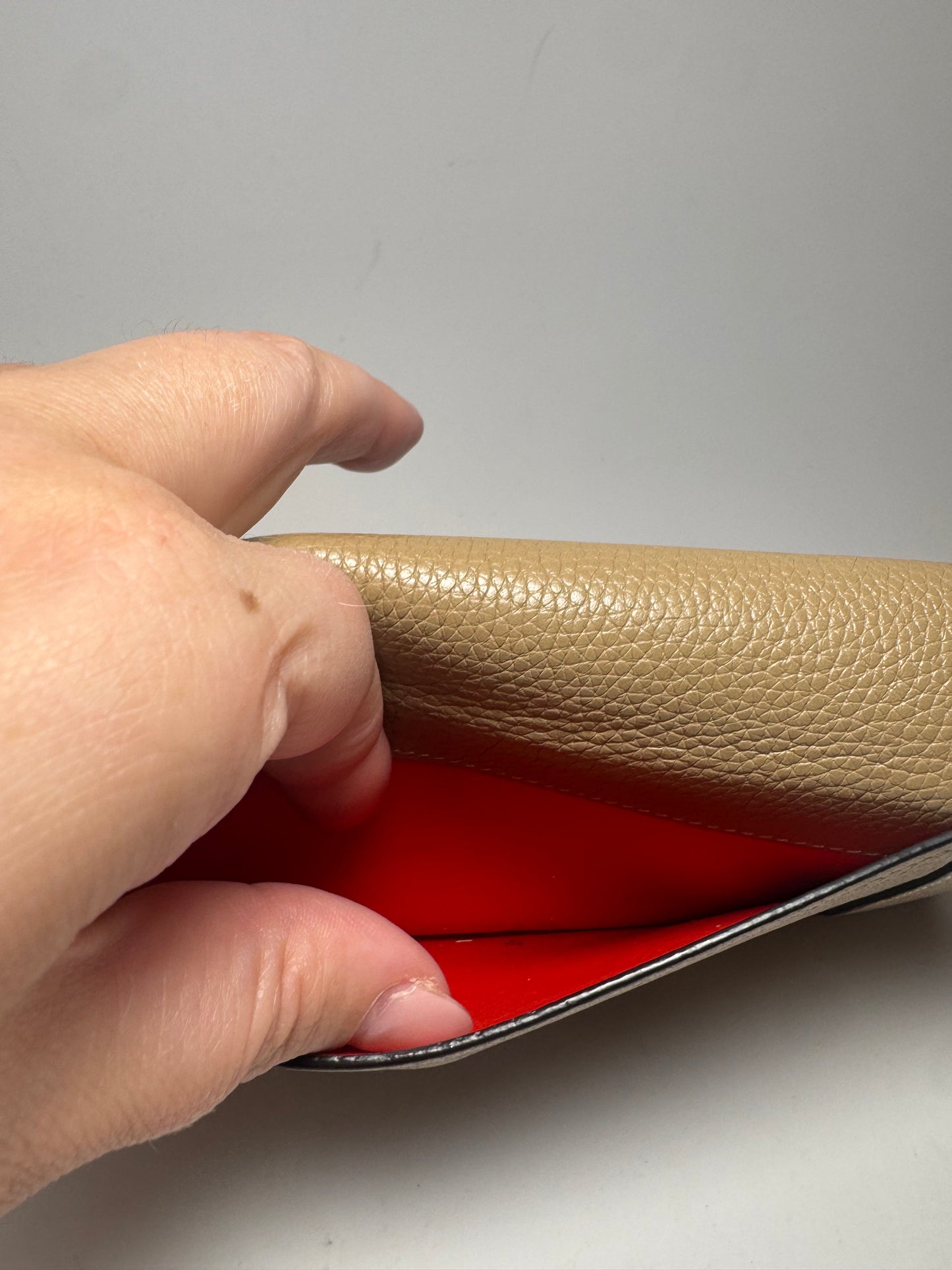 Celine Large Flap Multifunction Wallet Taupe Pebbled Leather Made in Italy