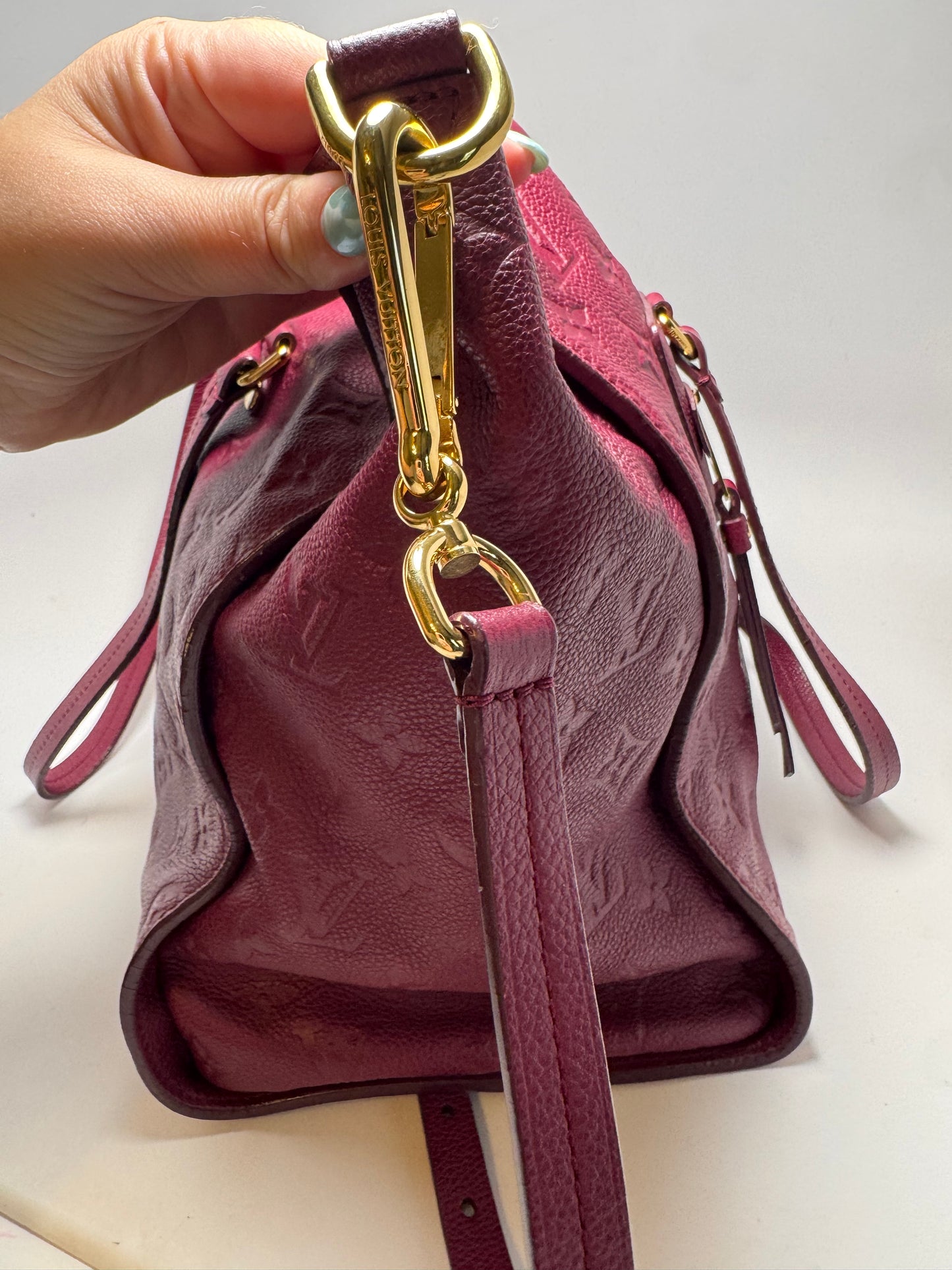Louis Vuitton Lumineuse PM Purple Burgundy Empriente Leather Satchel/Shoulder Bag