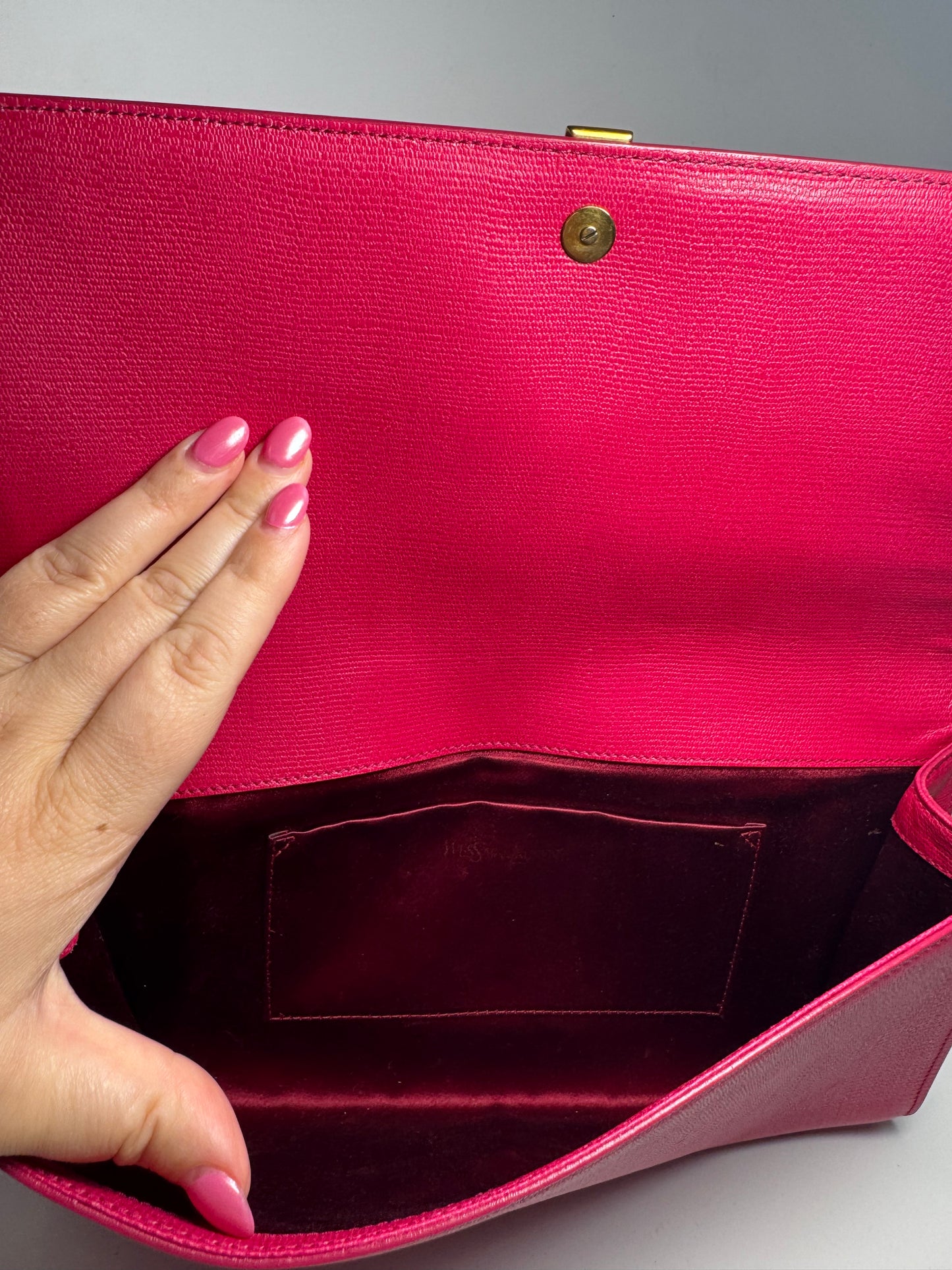 Yves Saint Laurent Hot Pink Leather Clutch