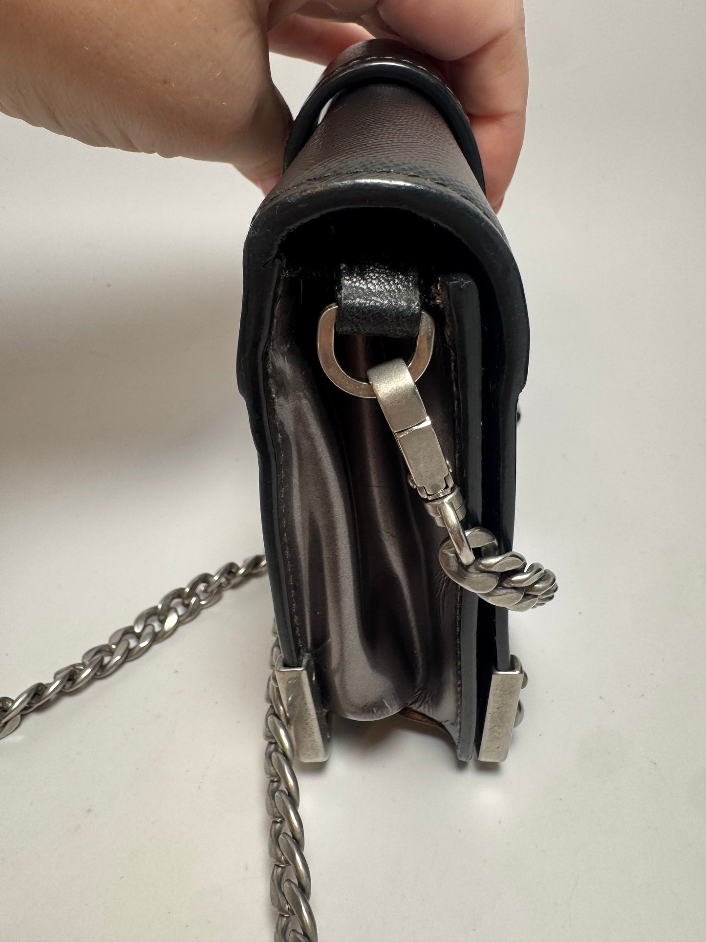 Prada Metallic Vitello Saffiano Cahier Bag Ferro Black Crossbody