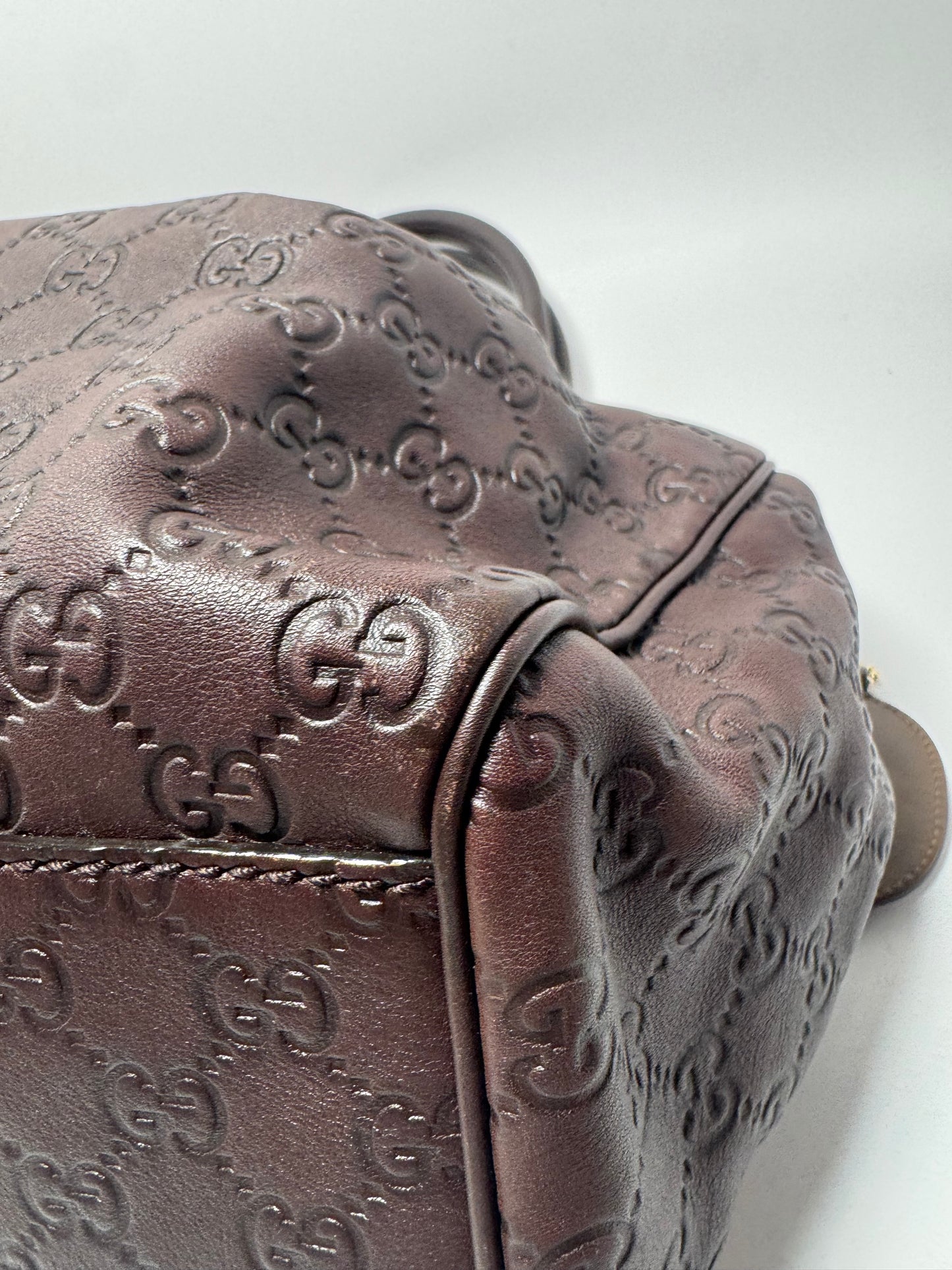 Gucci Sukey Tote Guccissima Leather Hand Bag Walnut Brown