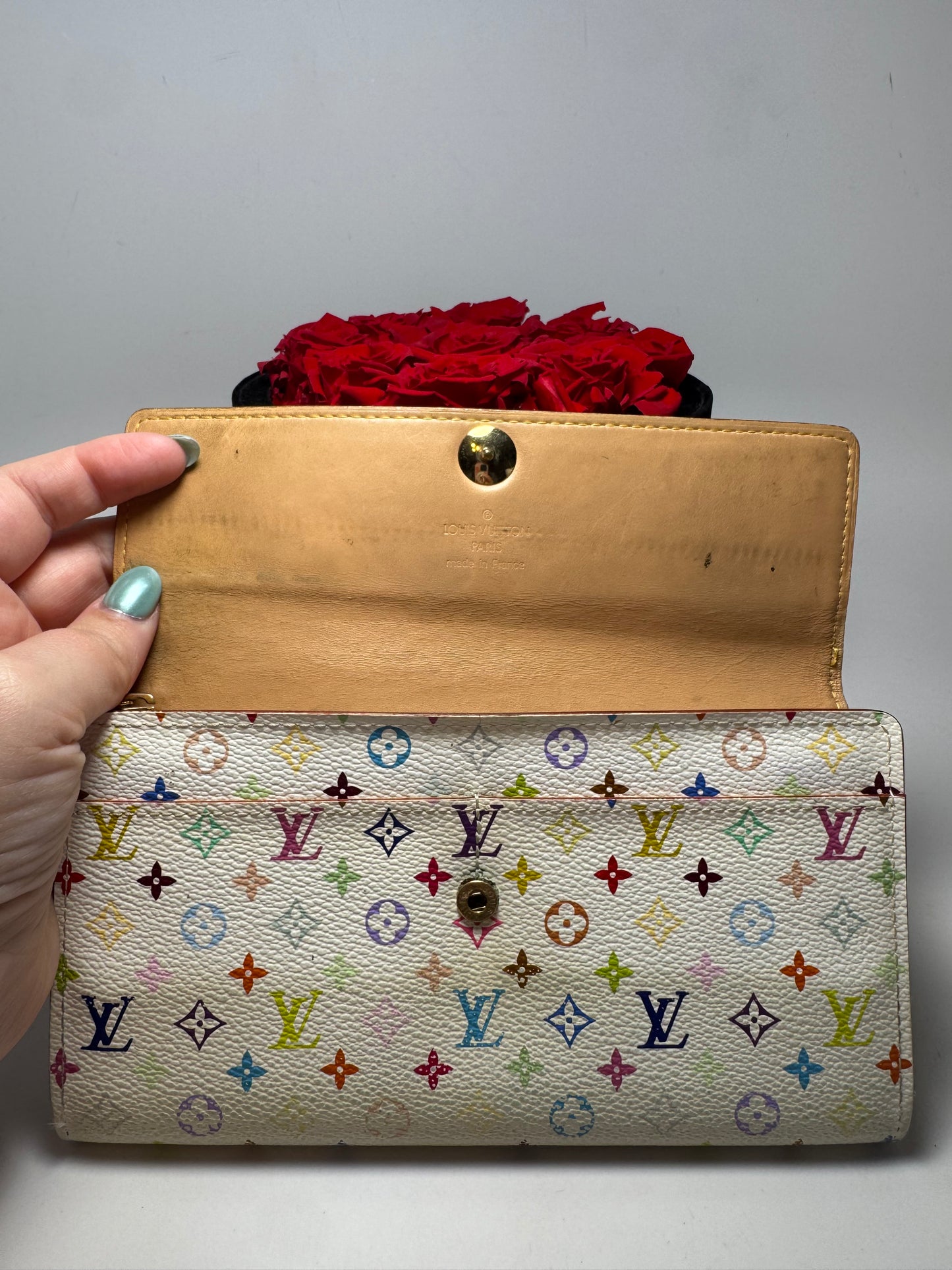 Louis Vuitton Sarah White Multicolor Wallet- FAIR condition